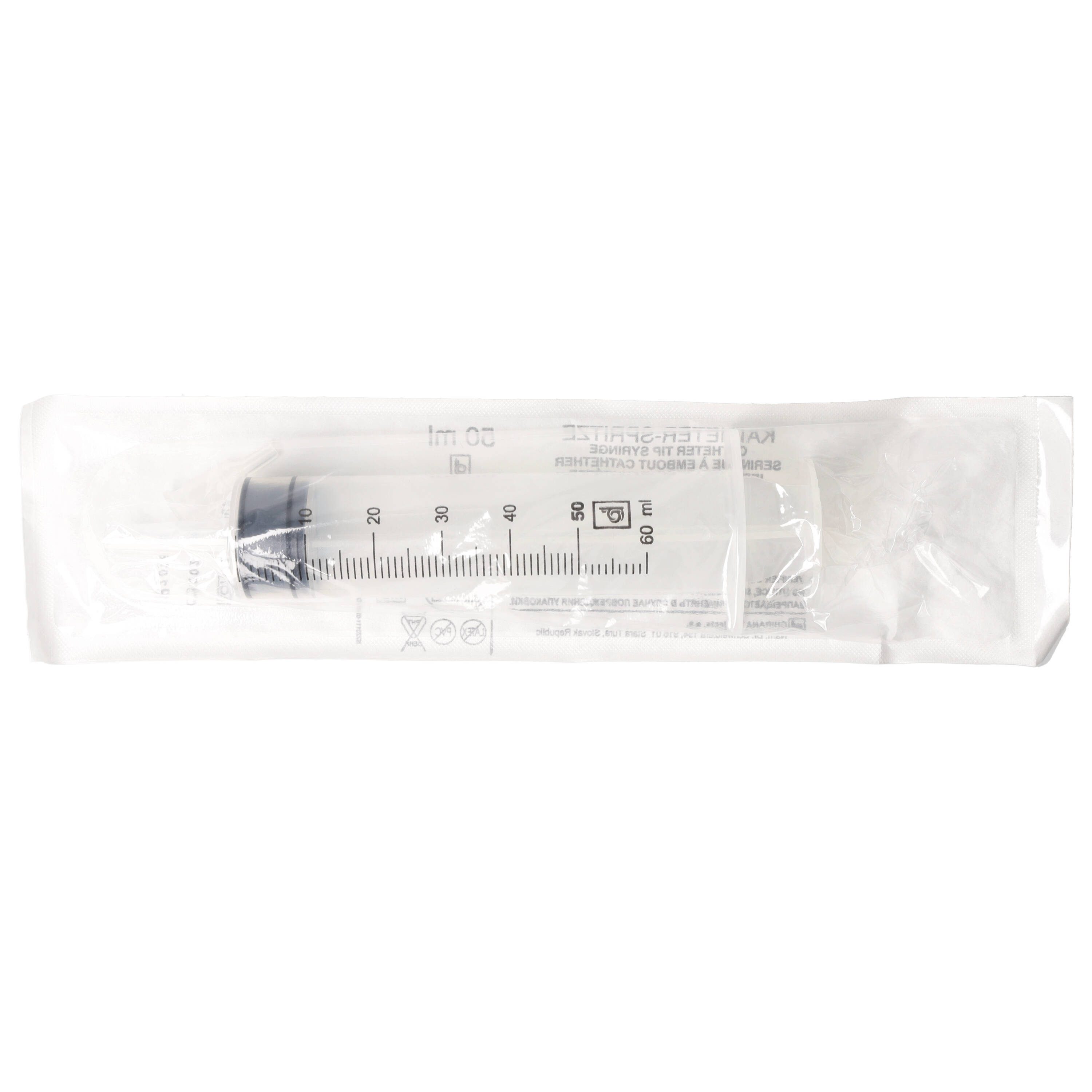 Dispomed Einwegspritze DISPOMED Wund-/ Katheterspritze 50/60ml mit Luer Adapter, (1-St., Blasenspritze), für medizinische und nicht-medizinische Verwendung