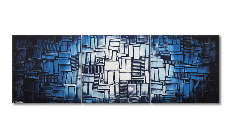 WandbilderXXL XXL-Wandbild Ice Cubes 210 x 70 cm, Abstraktes Gemälde, handgemaltes Unikat