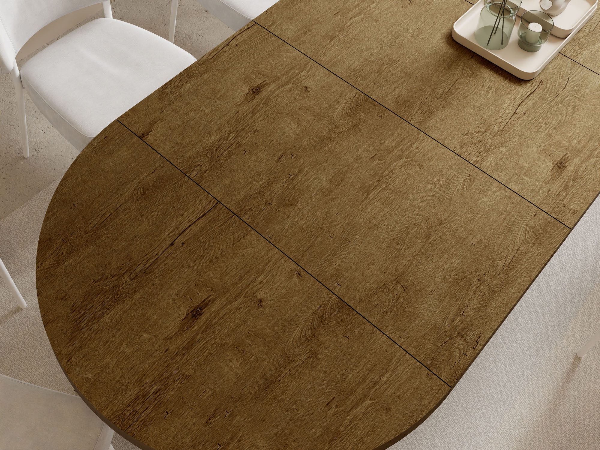 WFL GROUP Esstisch Ross ausziehbar rund industrial mit schwarzen Metallbeinen (MADE IN EU, erhältlich in 3 Größen – 90/100/120 cm ausziehbar auf 170/180/200 cm) – Bild 5 von 5