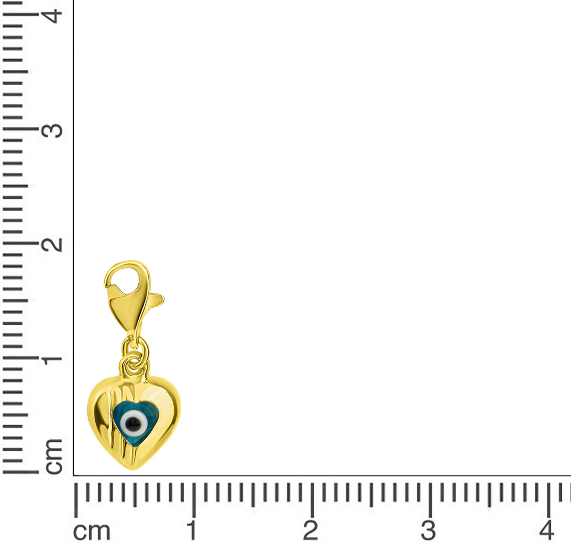 Firetti Charm-Einhänger Schmuck Geschenk Gold 333 Anhänger Charms Herz Magisches Auge, mit Glasstein
