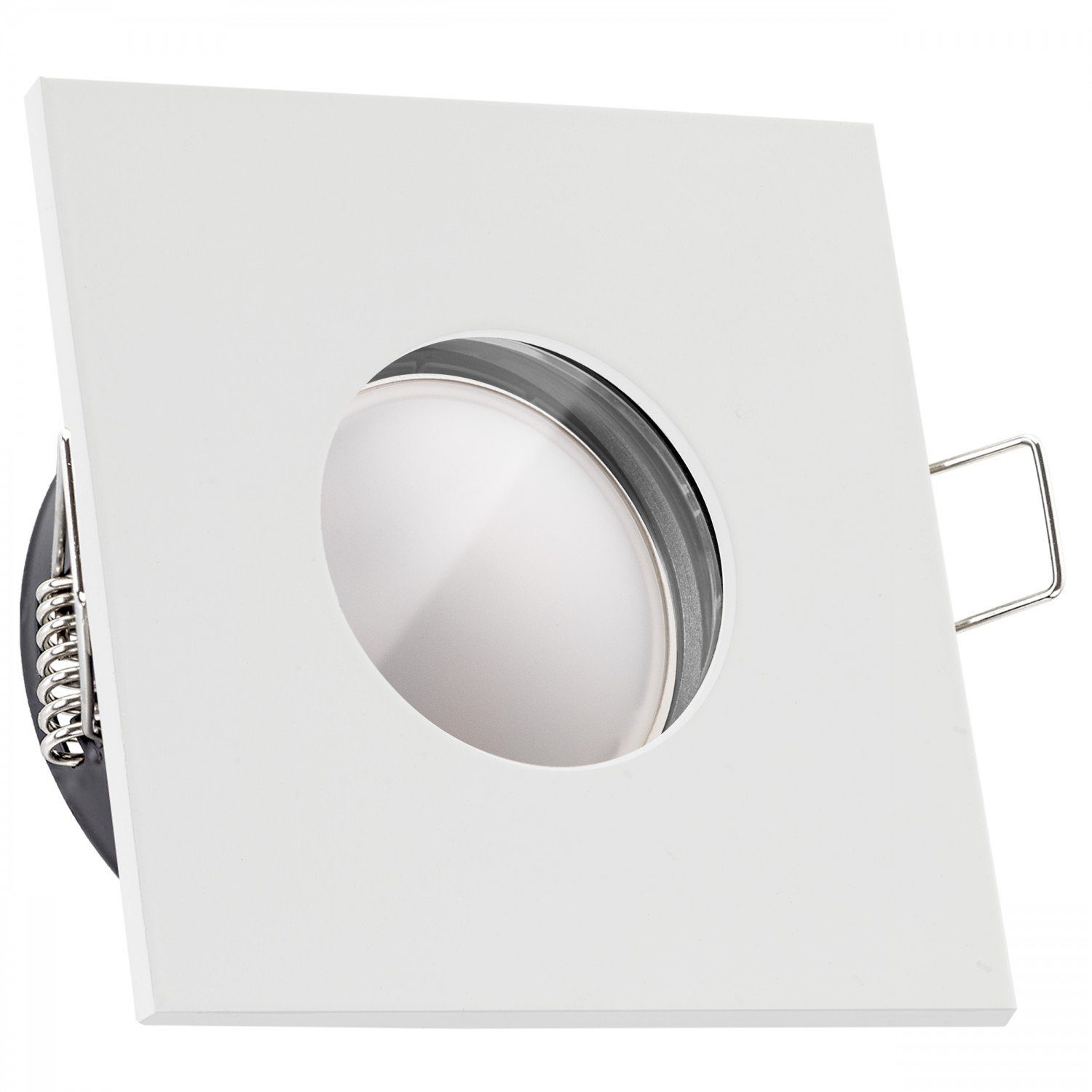 LEDANDO LED Einbaustrahler IP65 LED Einbaustrahler Set extra flach in weiß mit 5W Leuchtmittel vo