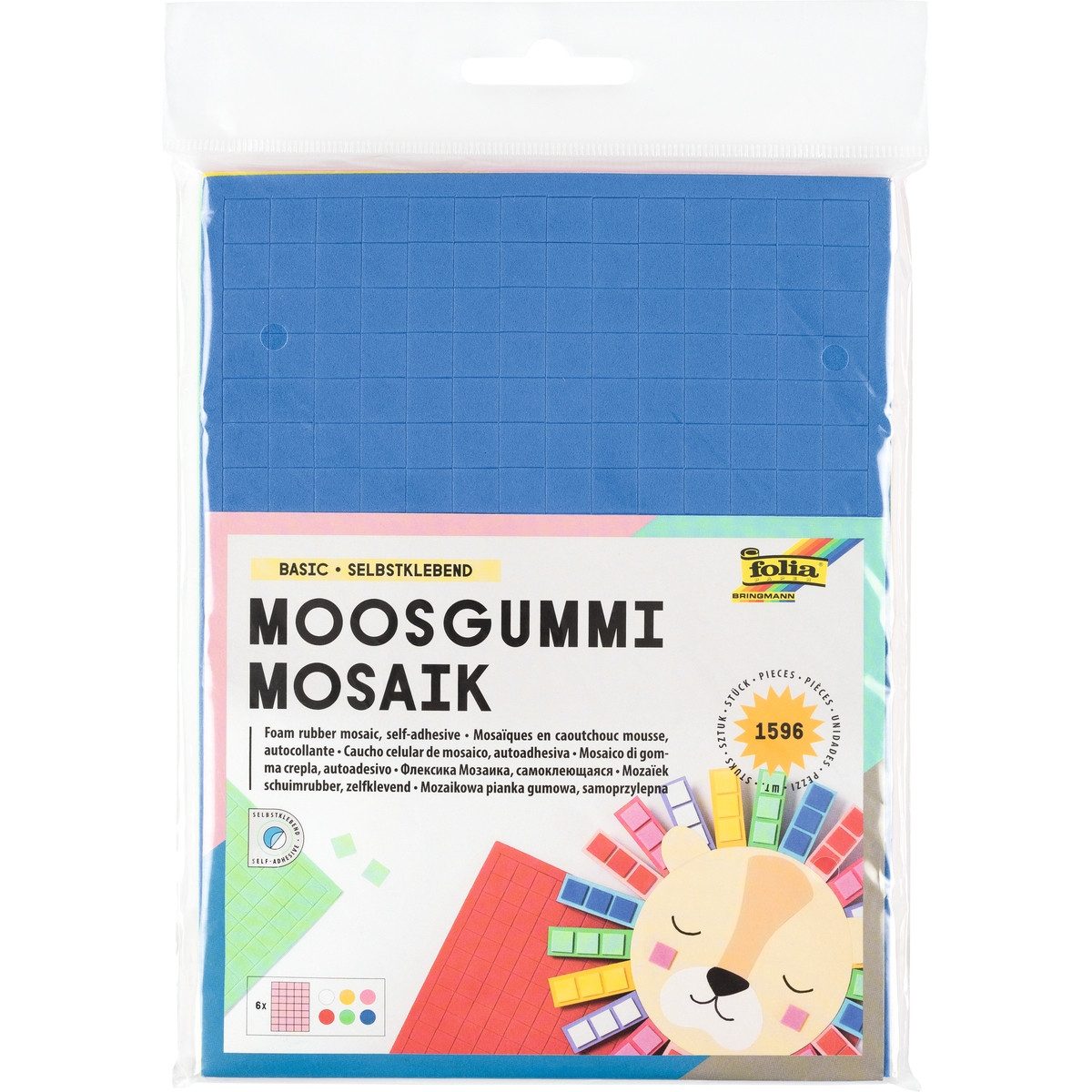 Folia Max Bringmann KG Moosgummi folia Moosgummi Mosaik Basic selbstklebend mehrfarbig 1596 Teile
