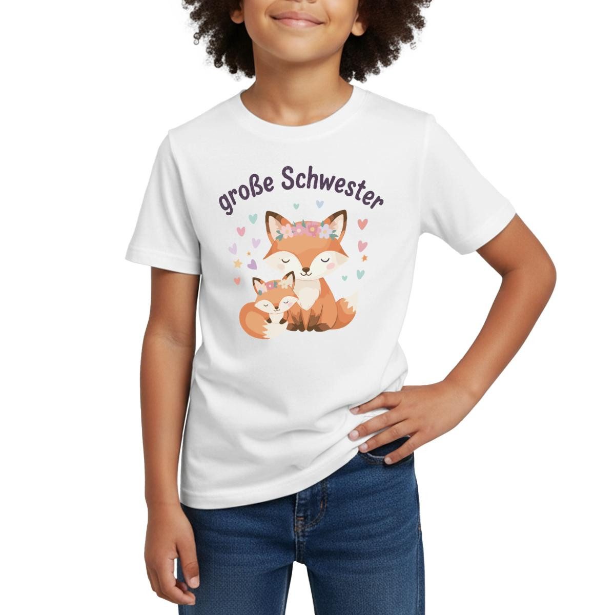 Spreadshirt T-Shirt Große Schwester, Füchse Kinder T-Shirt (1-tlg) Fällt klein aus. Wir empfehlen, eine Größe größer zu bestellen.