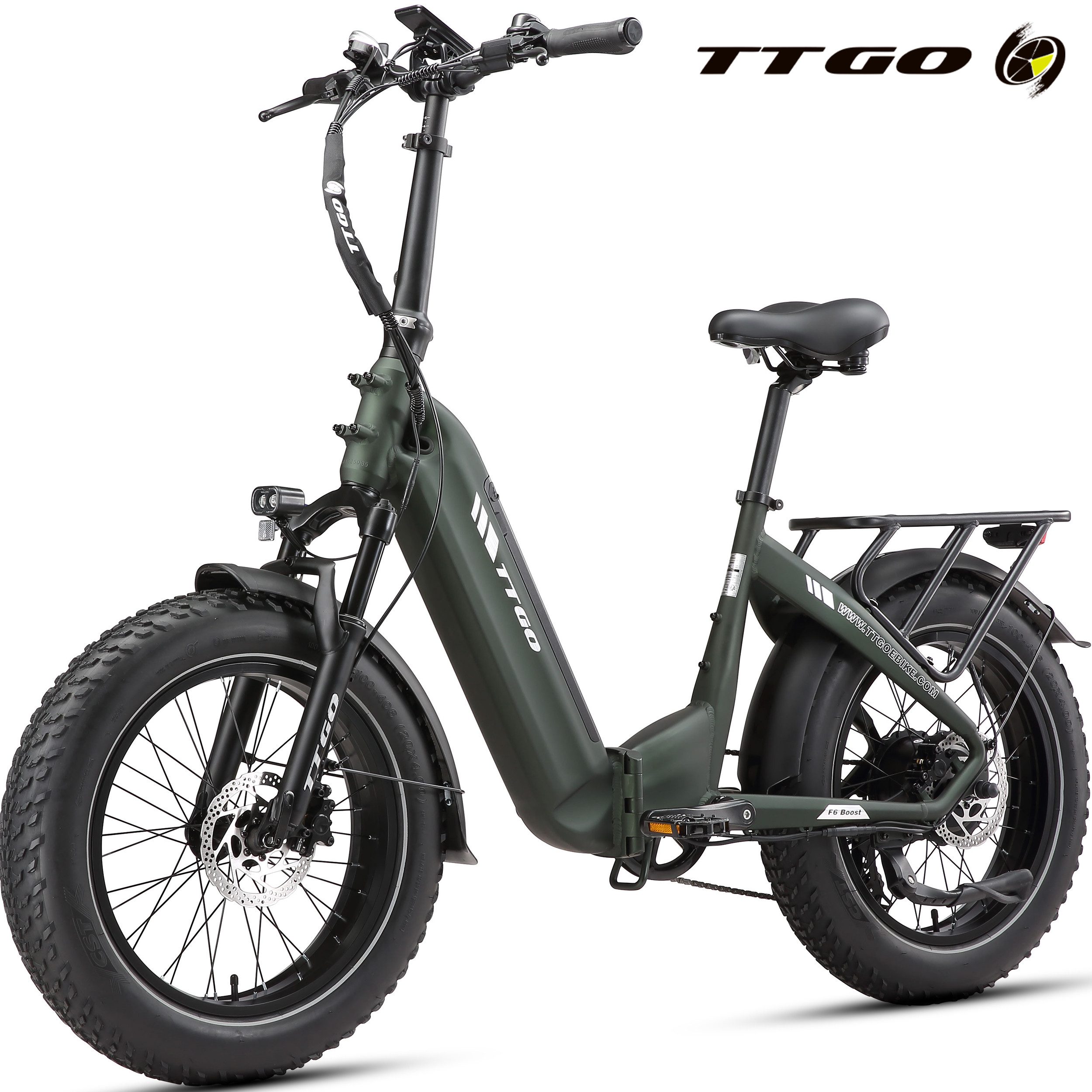 TTGO E-Bike Klapprad 20 Zoll, 4,0'' Fatbike-Reifen, 70Nm, Lockout-Federgabel, Faltrad, 7 Gang SHIMANO, Kettenschaltung, Heckmotor, 864 Wh, 140km, Drehmomentsensor, max. 150kg, Elektrofahrrad, hydr. Bremsen