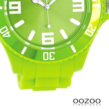 OOZOO Quarzuhr Oozoo Unisex Armbanduhr Vintage Series, (Analoguhr), Damen, Herrenuhr rund, extra groß (ca. 48mm) Silikonarmband grün