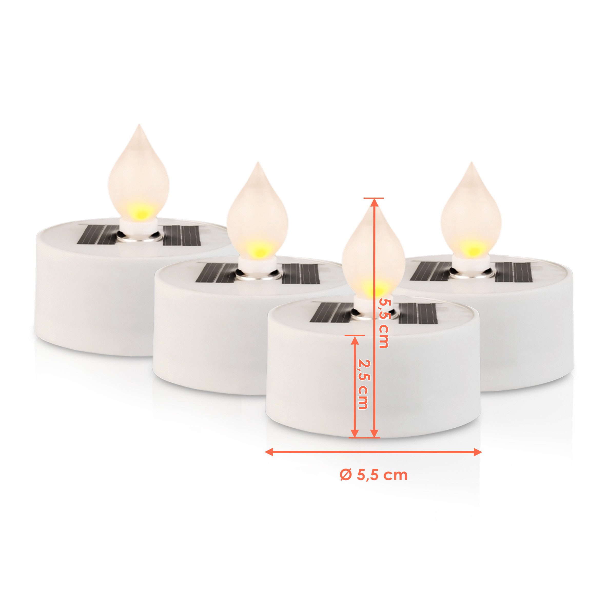 Spetebo LED-Kerze Solar LED Teelicht XL 5cm mit Flammen Effekt warm weiß - günstig online kaufen