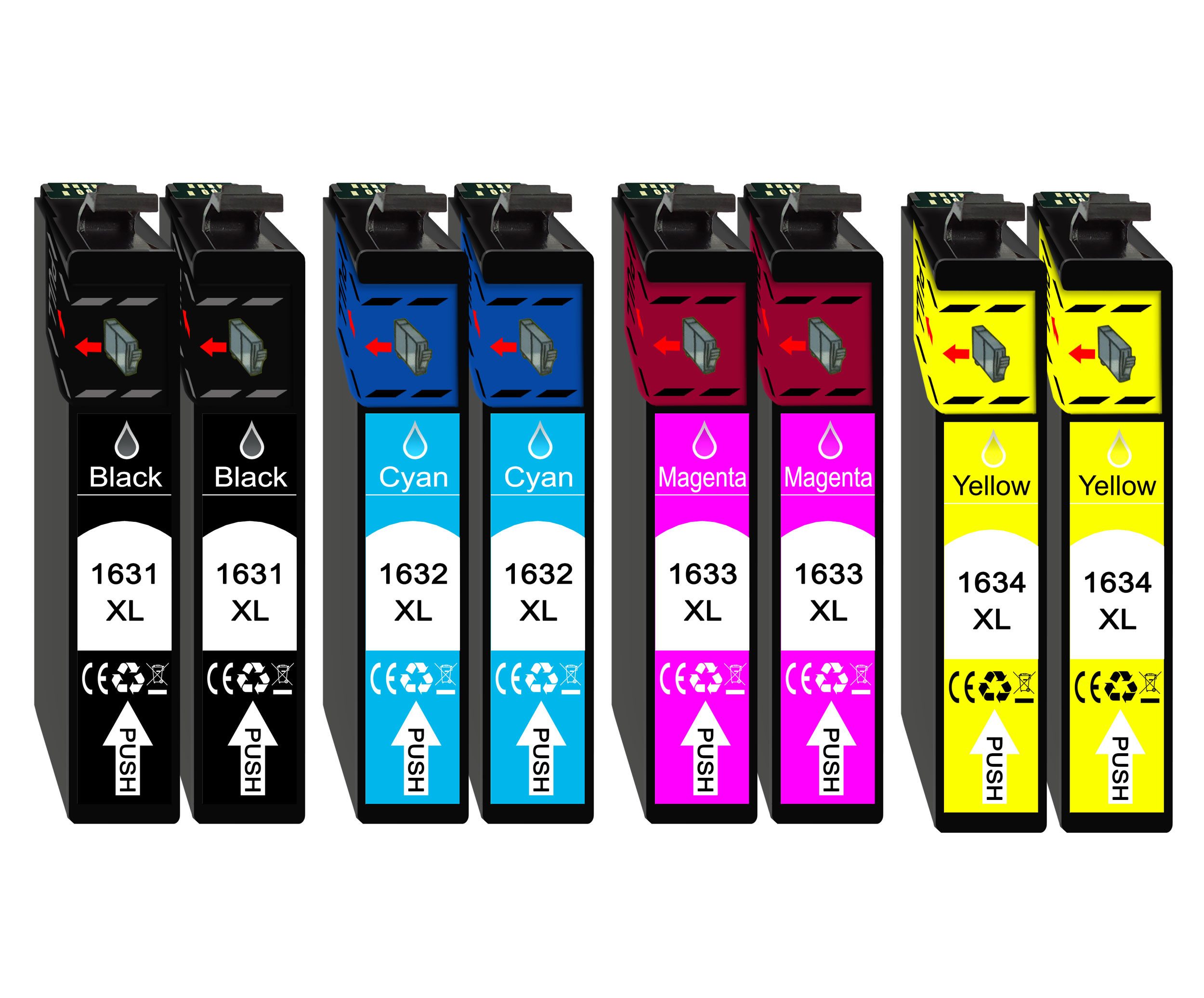 Druckerparadies 8er Multipack für Epson 16XL Tintenpatronen Set Tintenpatrone (8-tlg., WF2010 WF2510 WF2520 WF2530 WF2540 WF2630 WF2650 WF2660 WF2750 WF2760)