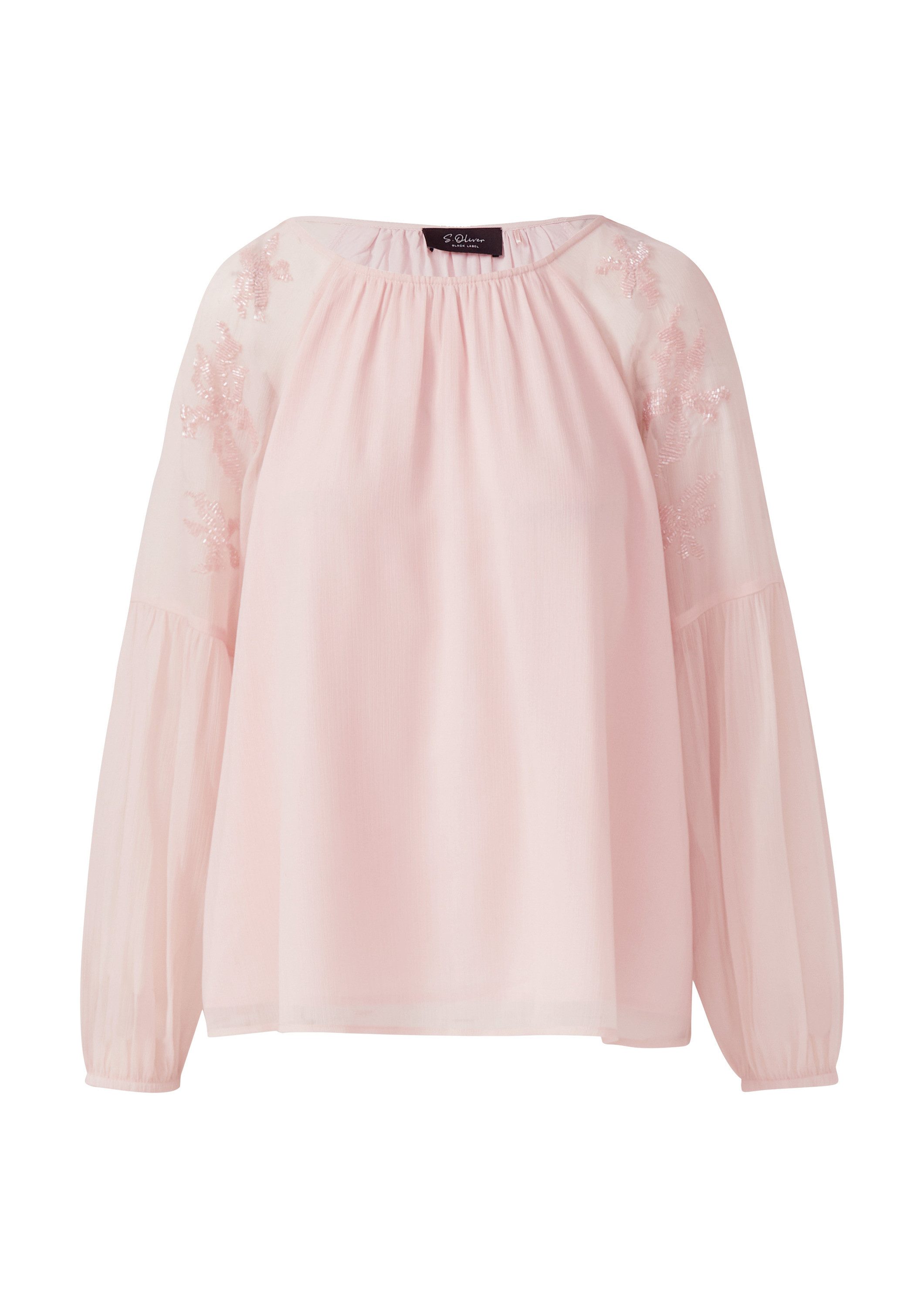 s.Oliver Langarmbluse Bluse Leichte Chiffon-Bluse mit Schmuck-Applikation günstig online kaufen