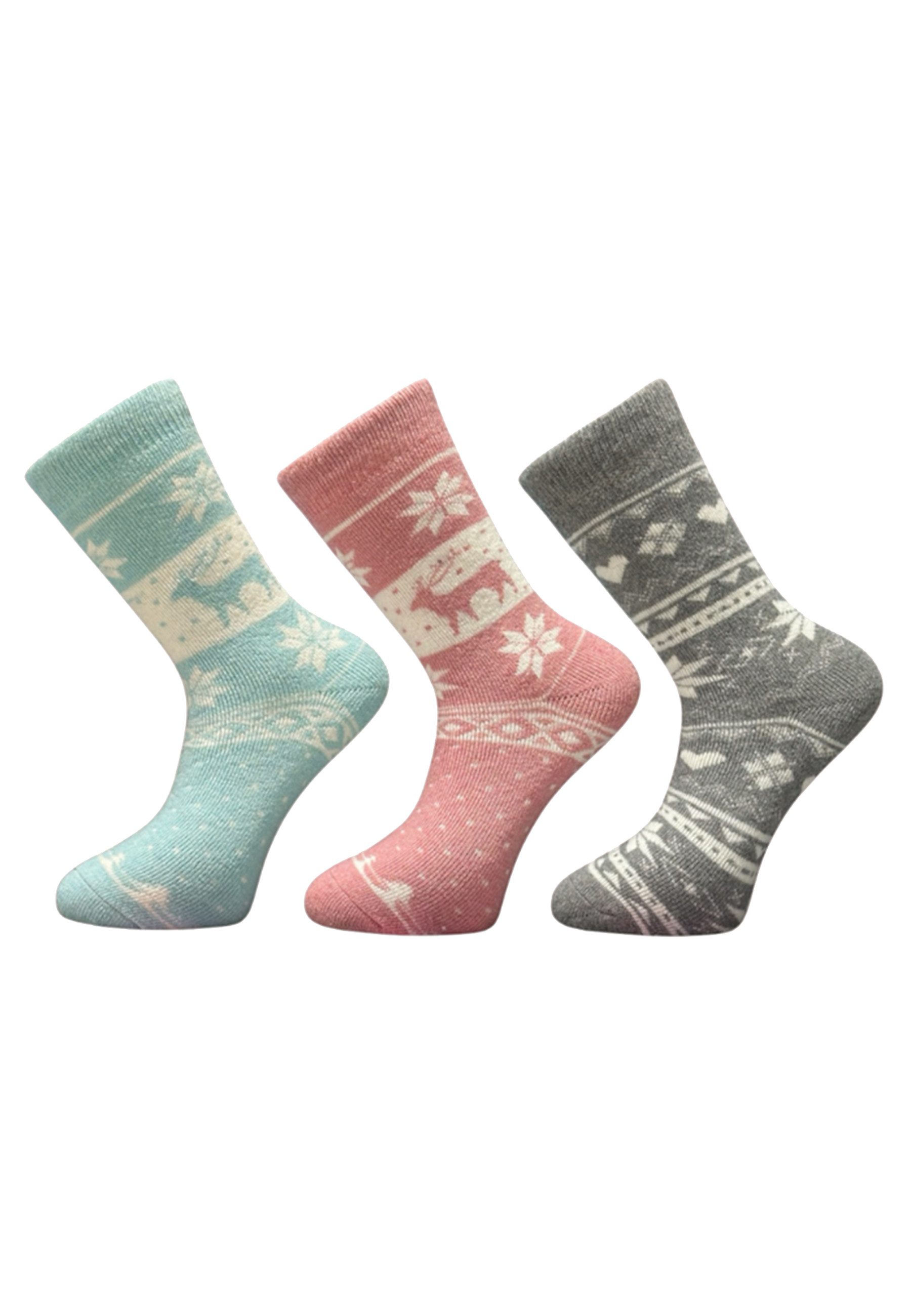 Socken Norweger Damen 3er Pack warme Wollsocken