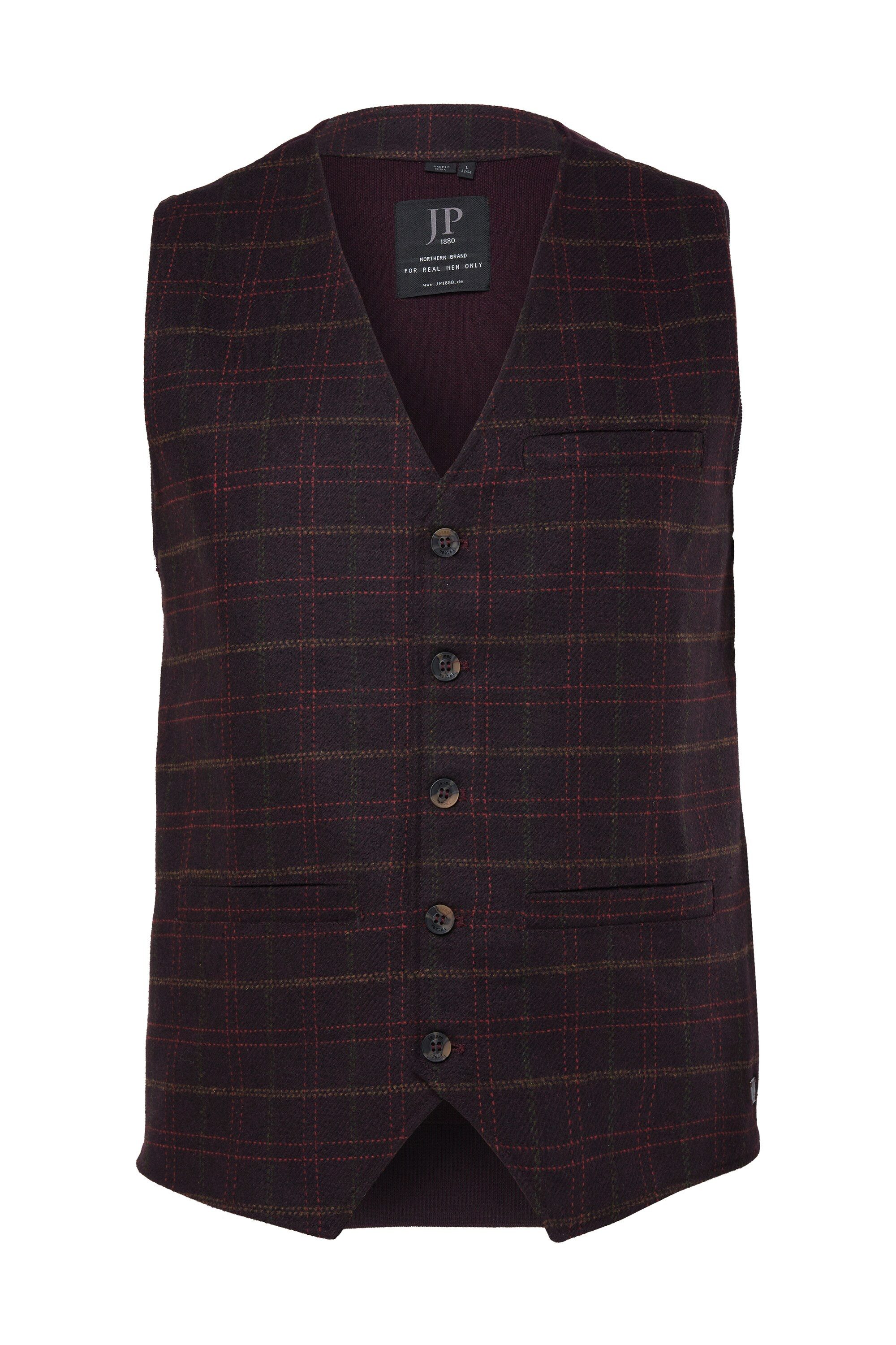 JP1880 Steppweste Tweedweste Karo Wollmix Revers bis 8 XL