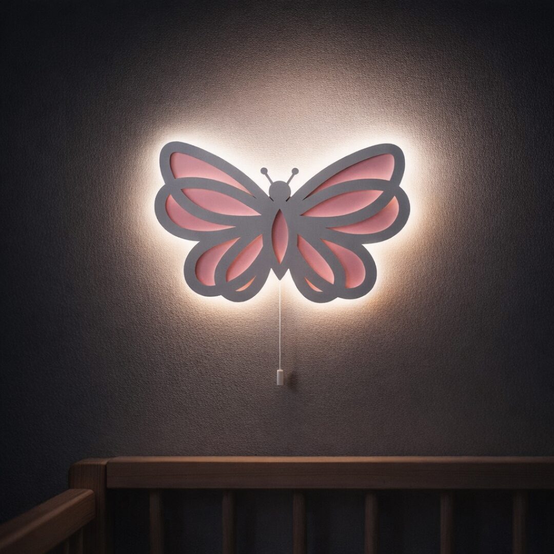 COZYCOLLECTIONS LED Wandleuchte Zweilagiger Schmetterling LED-Wandnachtlicht,(Lachs-Beige), LED, Warmweiß, Montessori-inspiriertes Schmetterlingslicht in zarten Farben