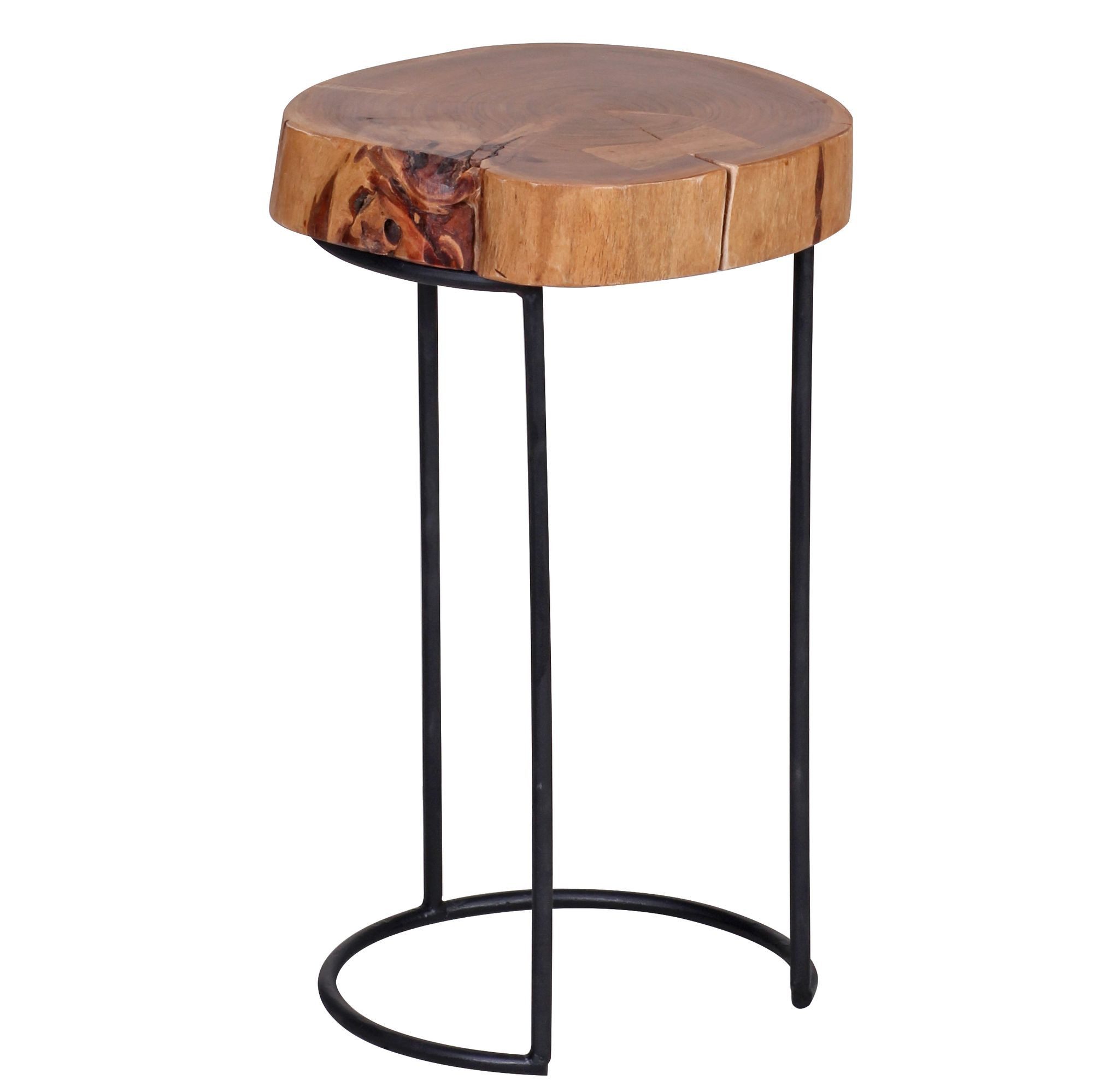 furnicato Beistelltisch Baumstammform 28x45x28 Echtholz (1-St), Handgefertigter Beistelltisch mit Baumstammplatte für dein Wohnzimmer