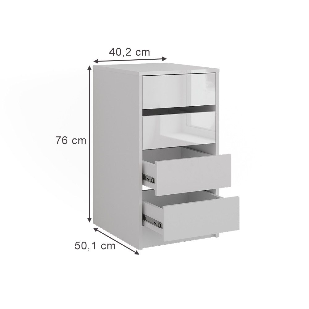Vicco Kommode Sherry, Weiß/Weiß Hochglanz, 40.2 x 76.2 cm mit Containerdeckel (1 St)
