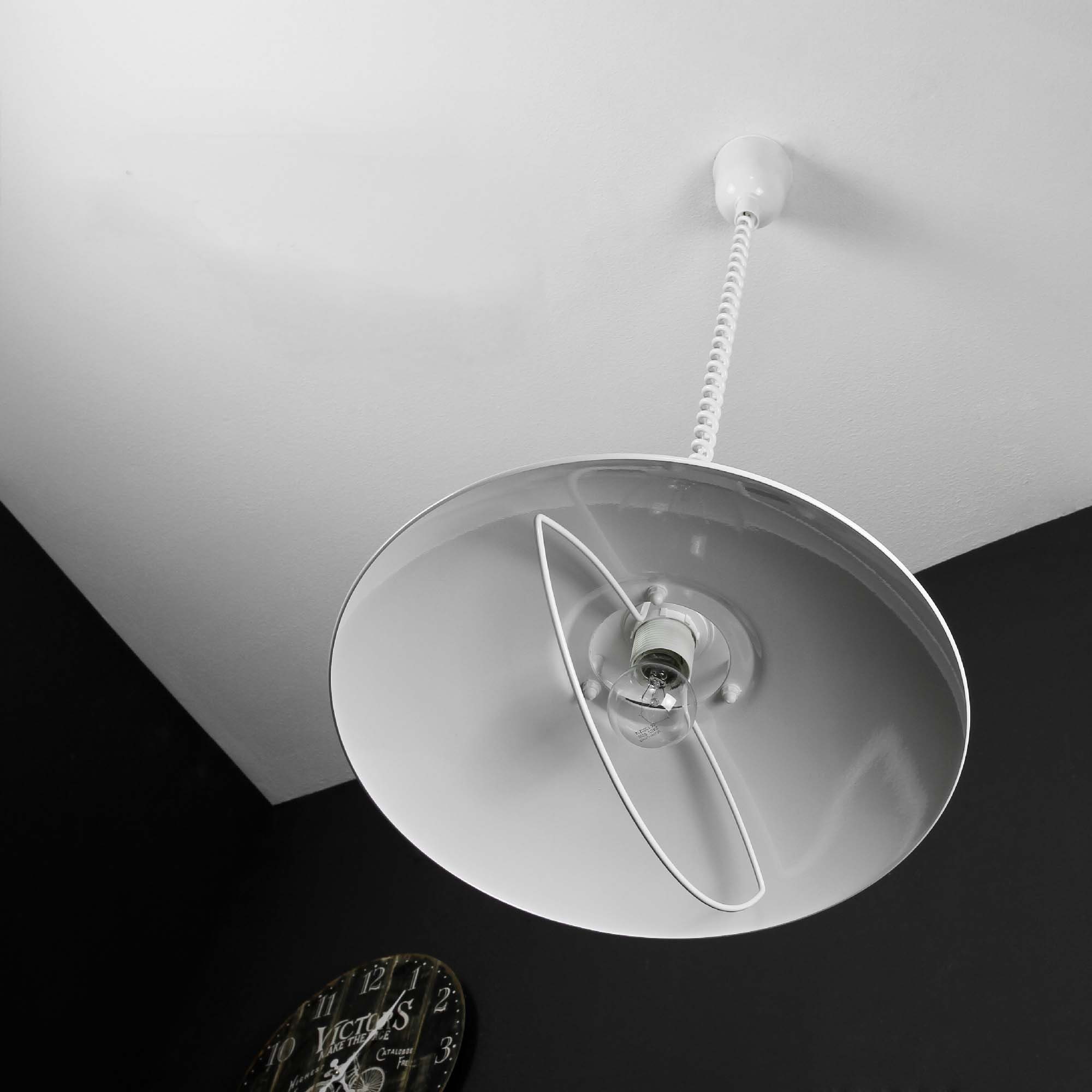 wechselbar, Küchenlampe Licht-Erlebnisse Pendelleuchte Hängeleuchte UFO+LM055, Warmweiß, inkl. Metall 10,5W LED Weiß LED Retro E27