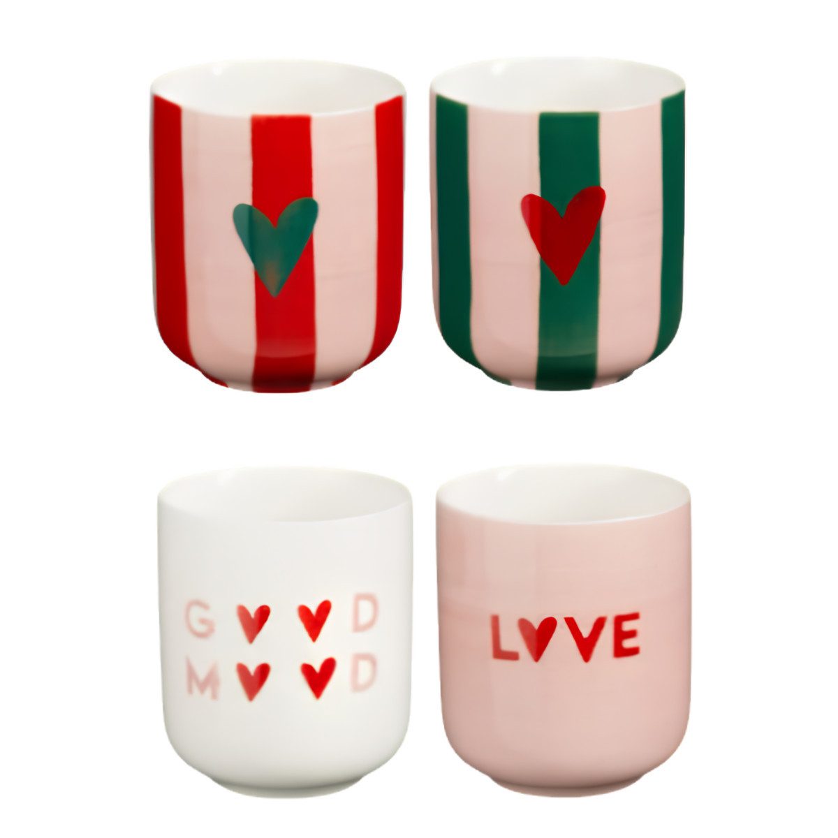 Mica Decorations Kaffeeservice Mica Decorations Kaffeebecher Herz Set 4-teilig, Keramik