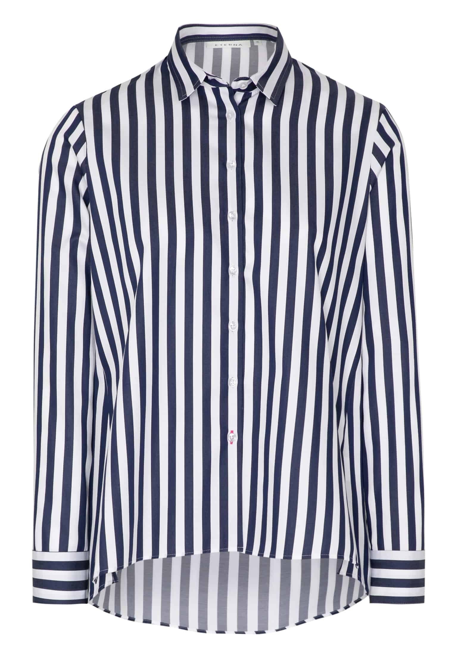 Eterna Klassische Bluse ETERNA CLASSIC FIT Langarm Bluse blau gestreift satin 6285-19-D904