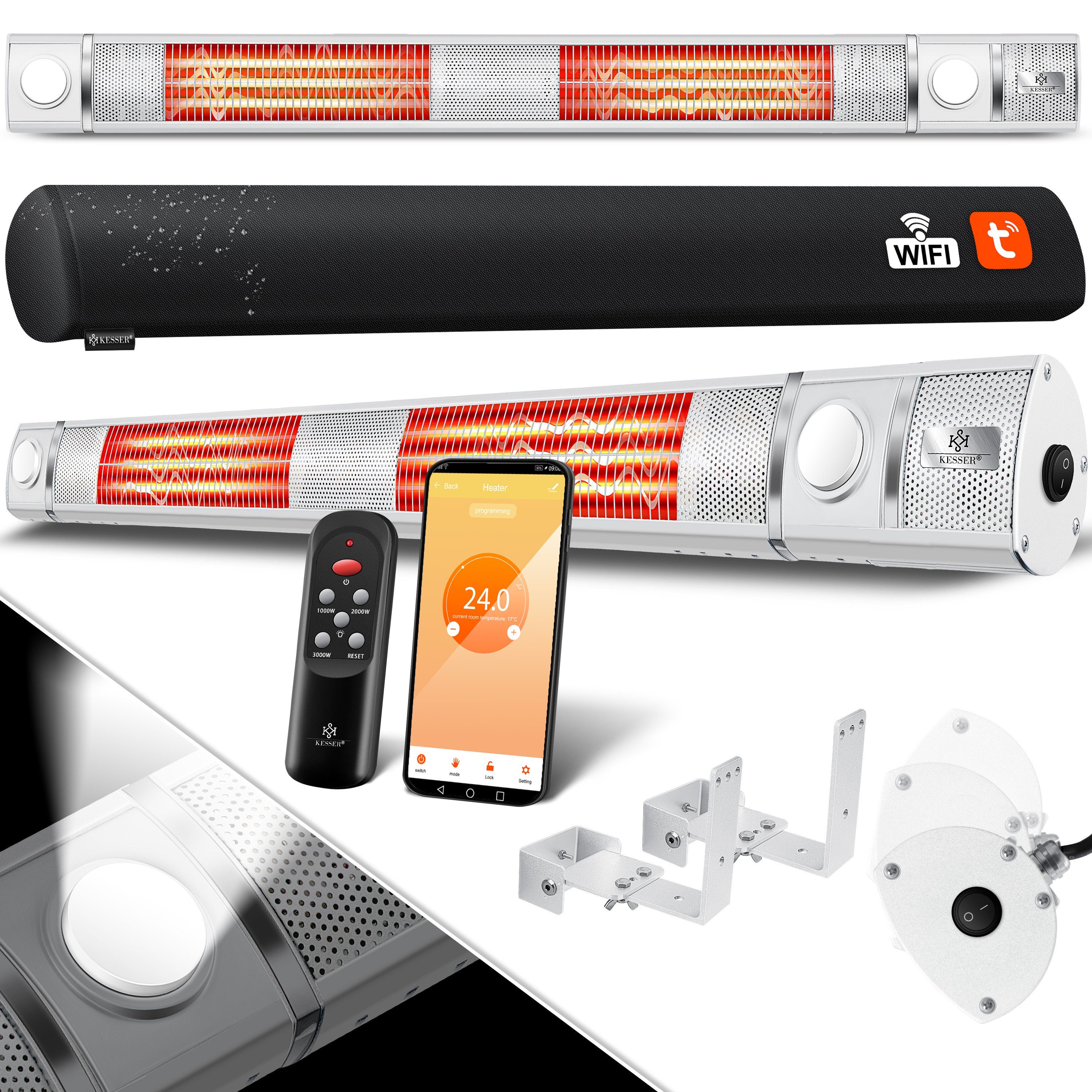 KESSER Heizgerät, Infrarot + weiß Heizstrahler Heizer 3000W Fernbedienung LED, IR-Gastro-Bar
