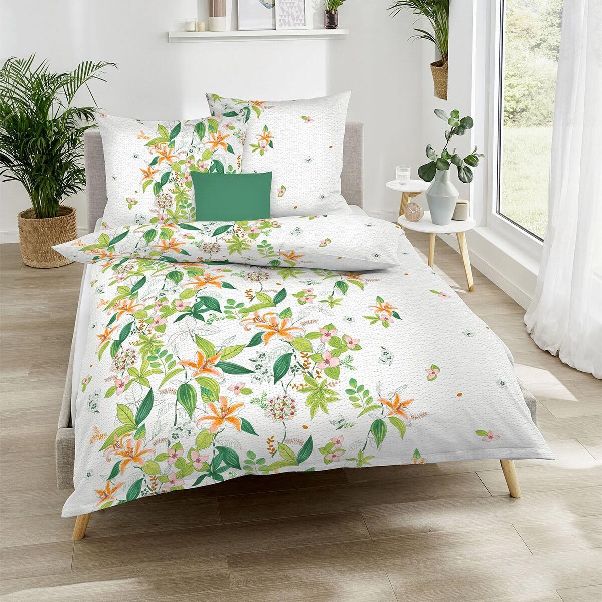 Kaeppel Bettwäsche Dschungellilien, Seersucker, 2 teilig, florale Seersucke günstig online kaufen
