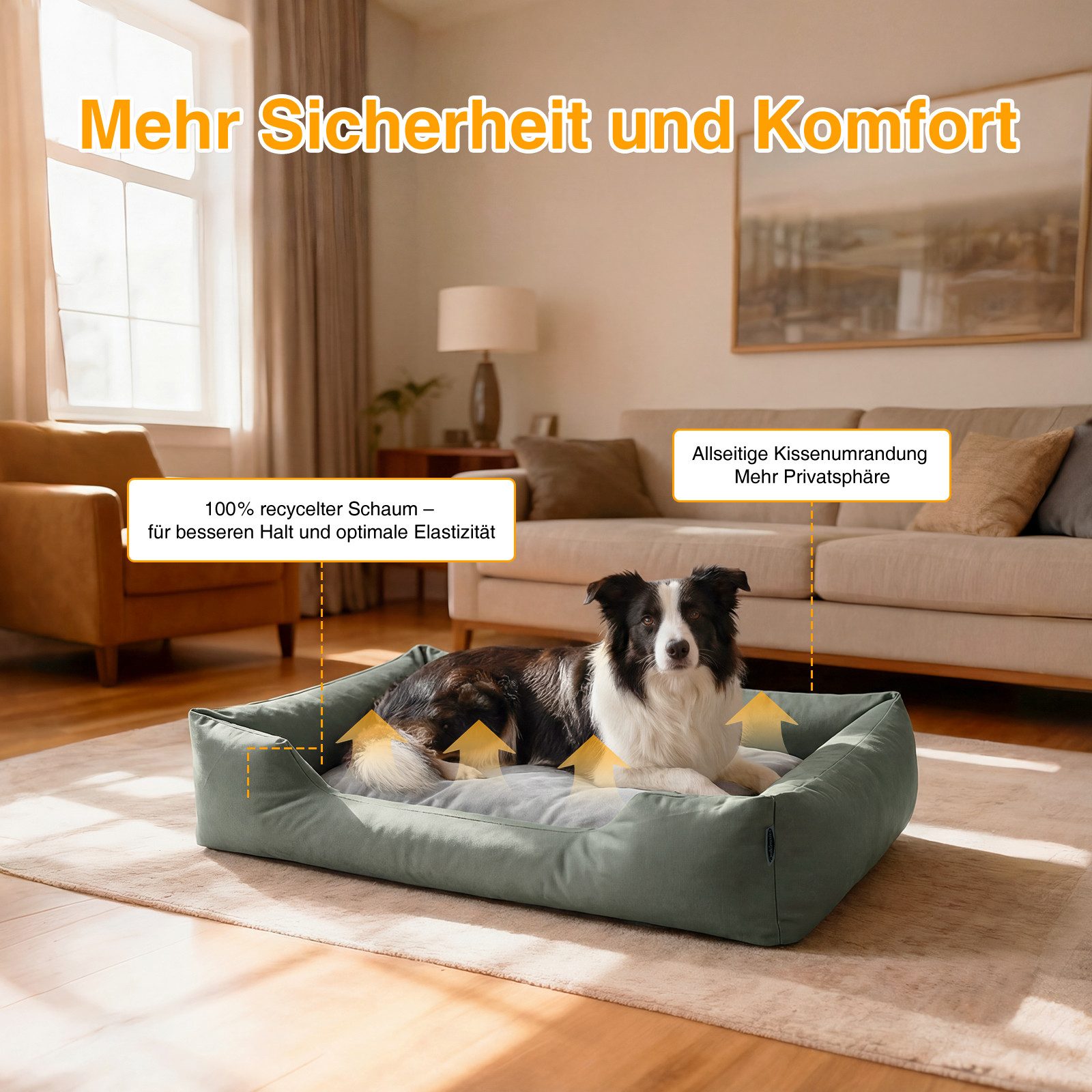 Zedelmaier Hundebett für Hunde & Katze, Hunde Hundesofa Hundekissen Hundematratze, Kratzfestes, Wasserdicht, Ergonomisch, Bequem, Waschbar – Bild 3 von 5