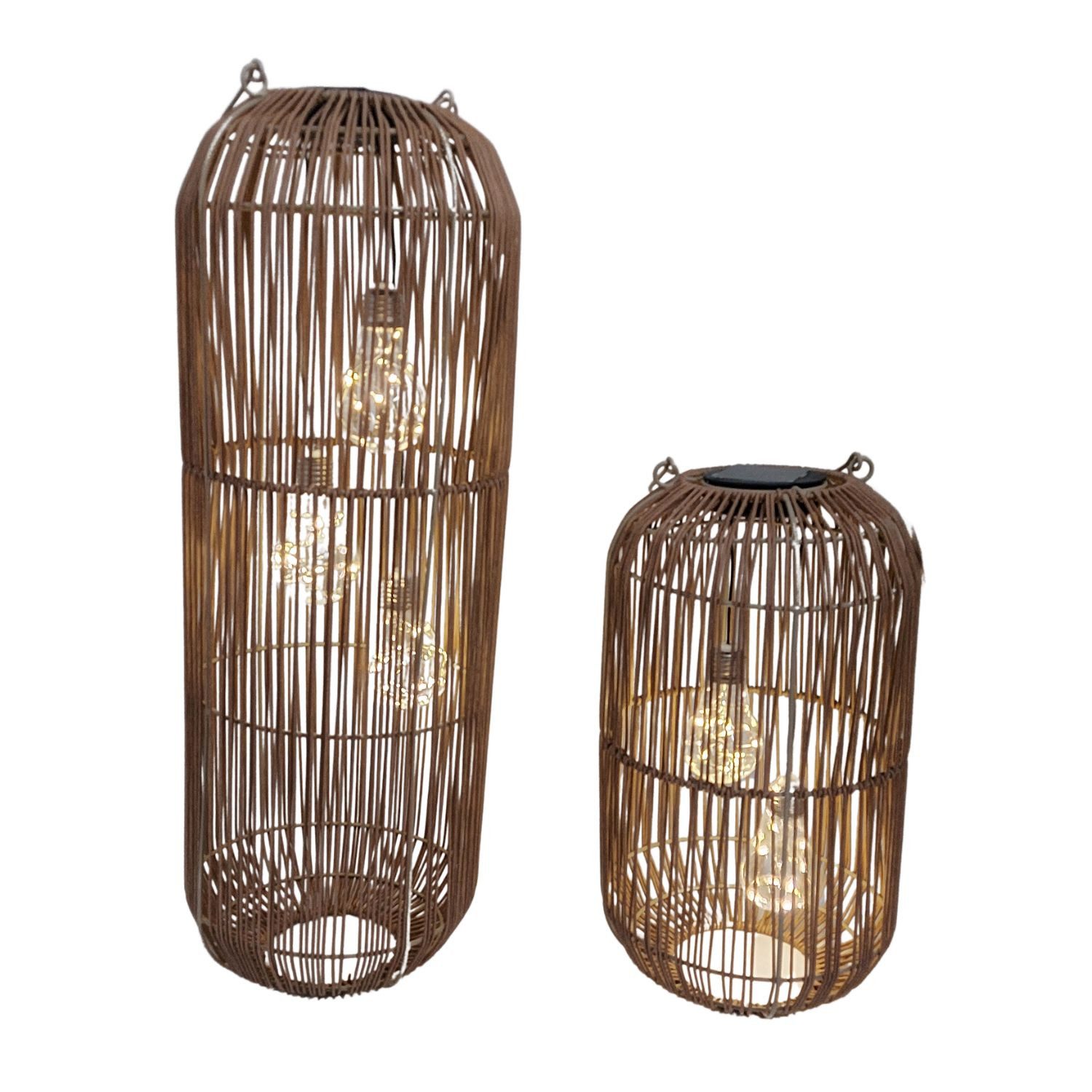 formano LED Tischleuchte Rattan-Optik, LED, Solarbetrieben, Braun, Bänder, H: 60cm