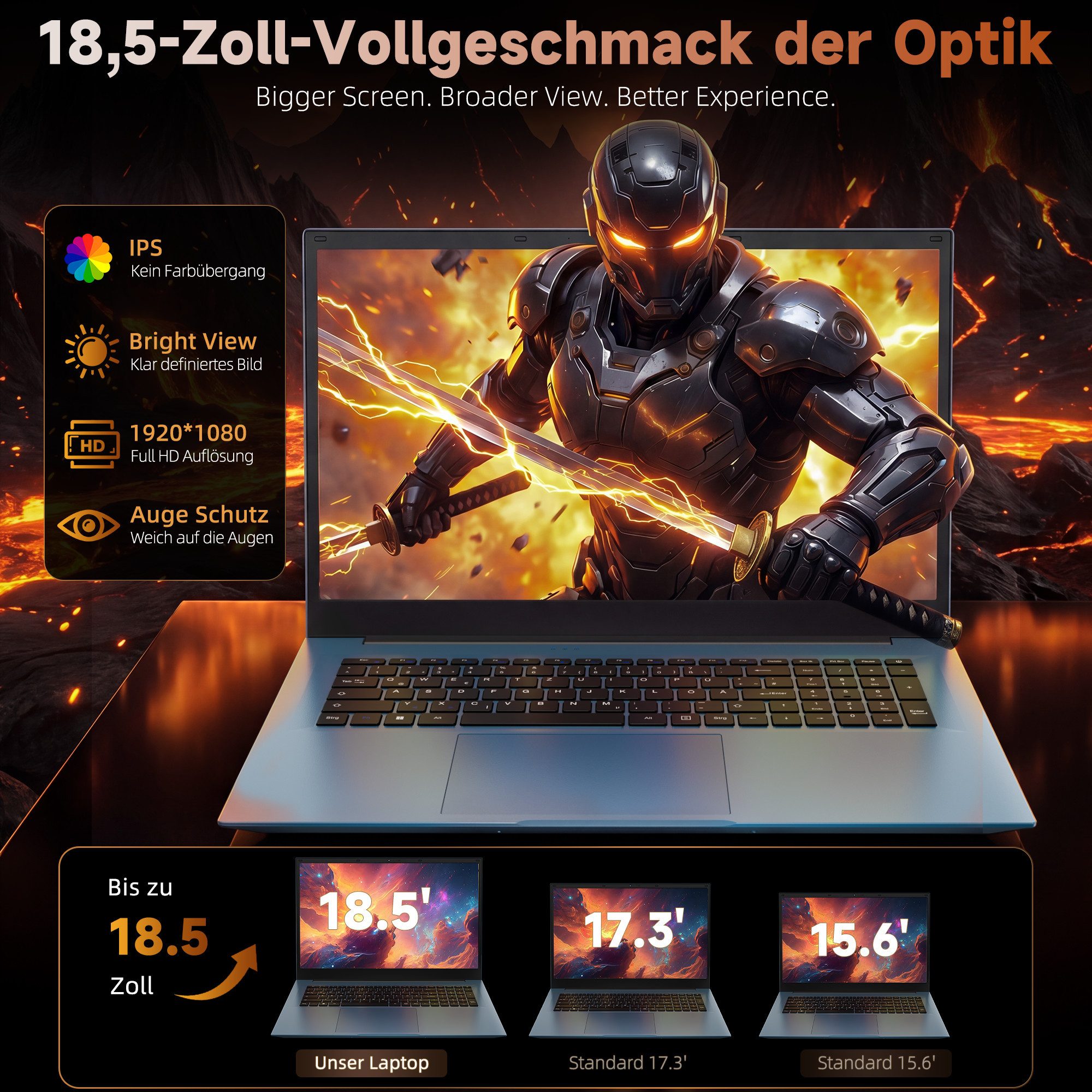 Jumper 18.5" laptop AMD Ryzen 16GB RAM 256GB beleuchteter Tastatur Notebook Notebook (Intel@ CoreTMi3-10100Y, Intel® UHD Graphics 615, 16 GB, 256 GB SSD)