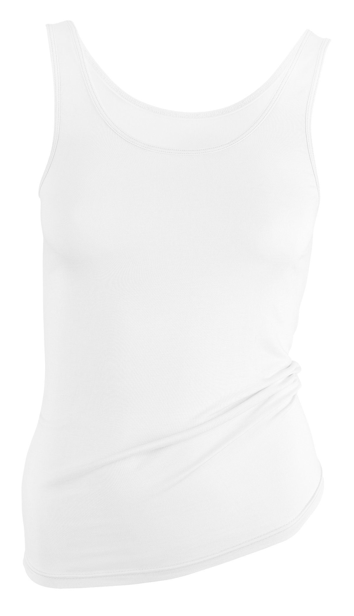 Yenita® (2-St) Unterhemd Top Bambusviskose weiss atmungsaktiv weich und durch