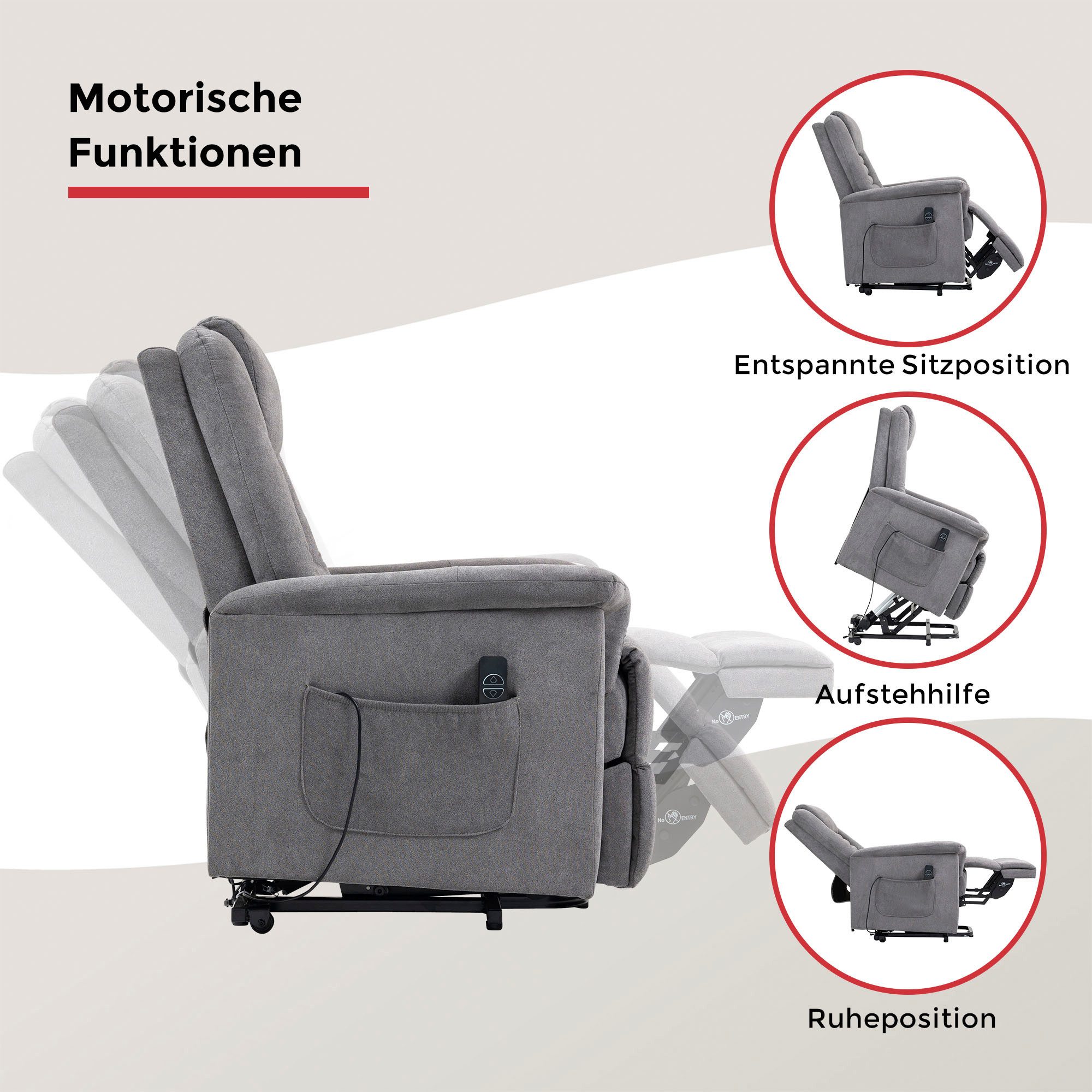 Duo Collection TV-Sessel Granada mit elektrischer Aufstehhilfe, Relaxfunktion und Taschenfederkern mit Stahlwellenunterfederung