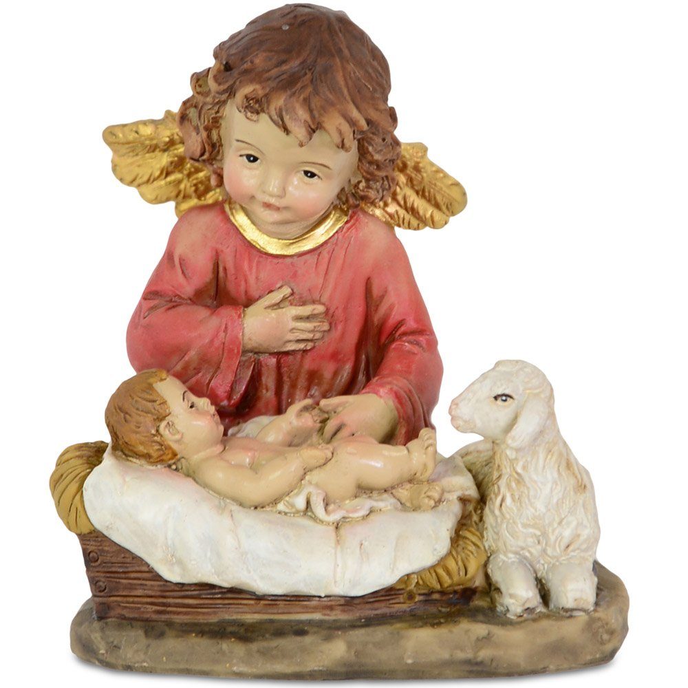 RIFFELMACHER & WEINBERGER Christbaumschmuck Schutzengel mit Jesuskind 9 cm Rot, 27615 Krippen