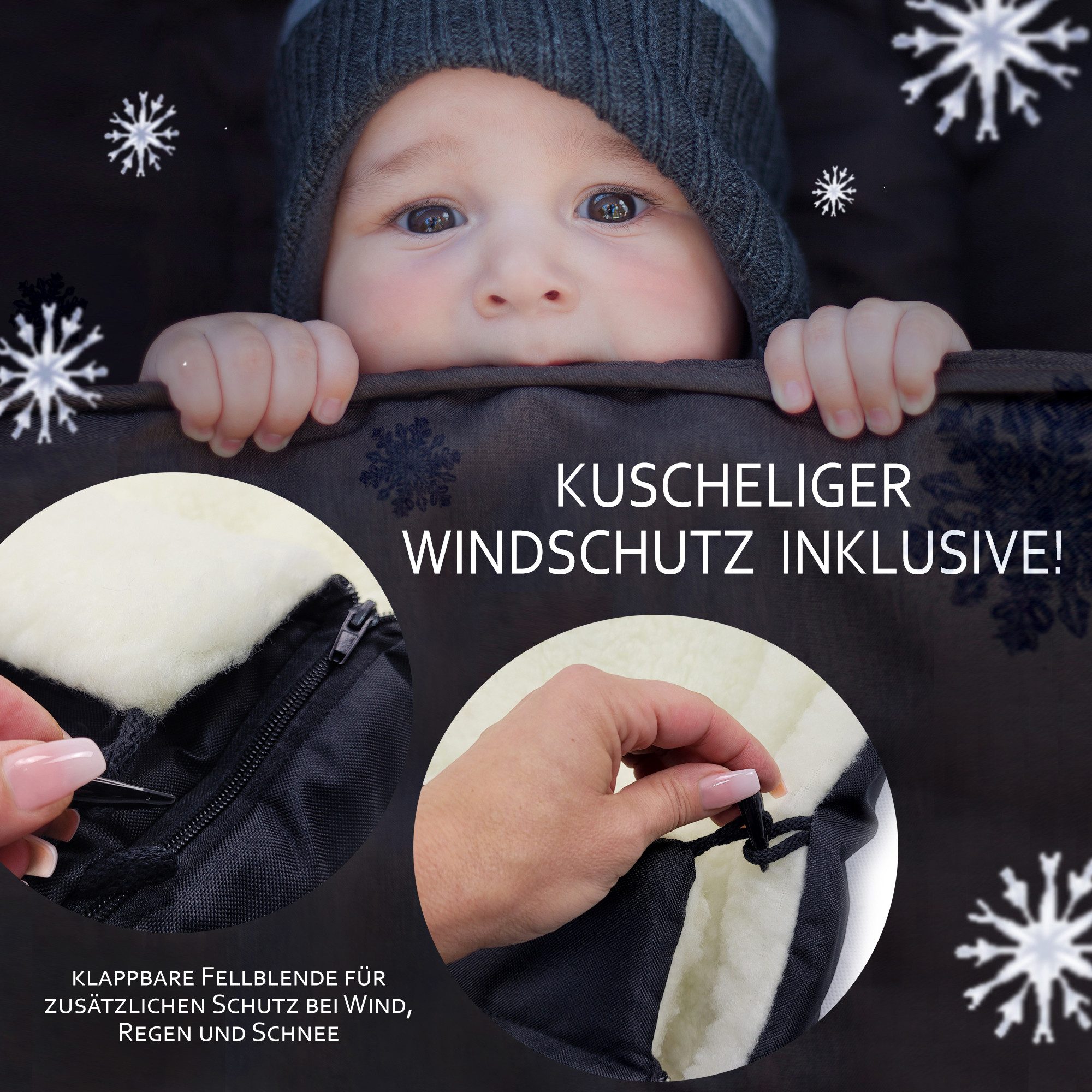 BambiniWelt by Rafael K. Fußsack Winterfußsack Babyfußsack Fußsack Kinderwagen Wolle 108cm LINIERT, universal – Bild 4 von 5