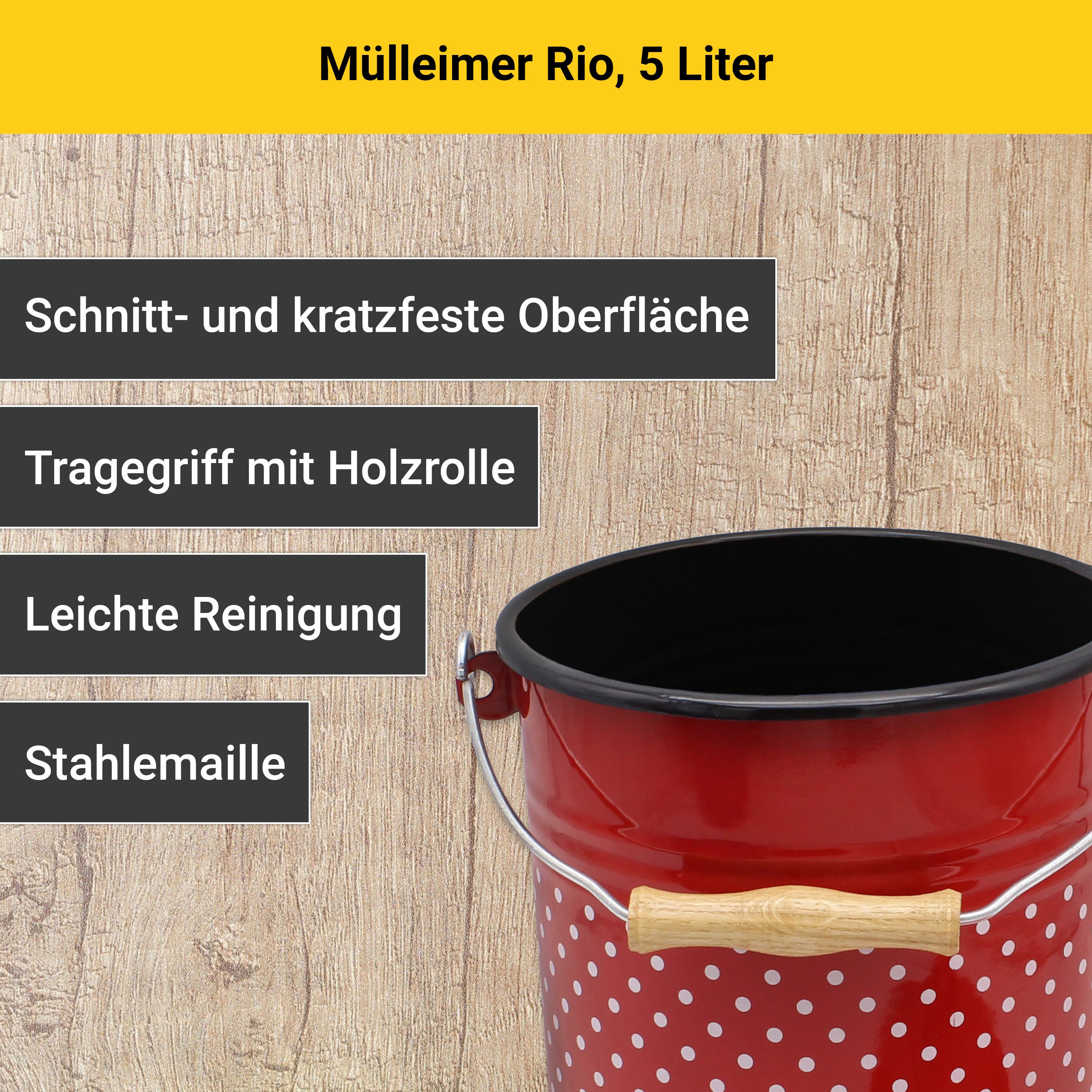 Krüger Mülleimer Emaille-Eimer mit Deckel Serie Rio, schnitt- / kratzfeste Oberfläche, bakterienabweisend, extrem langlebig