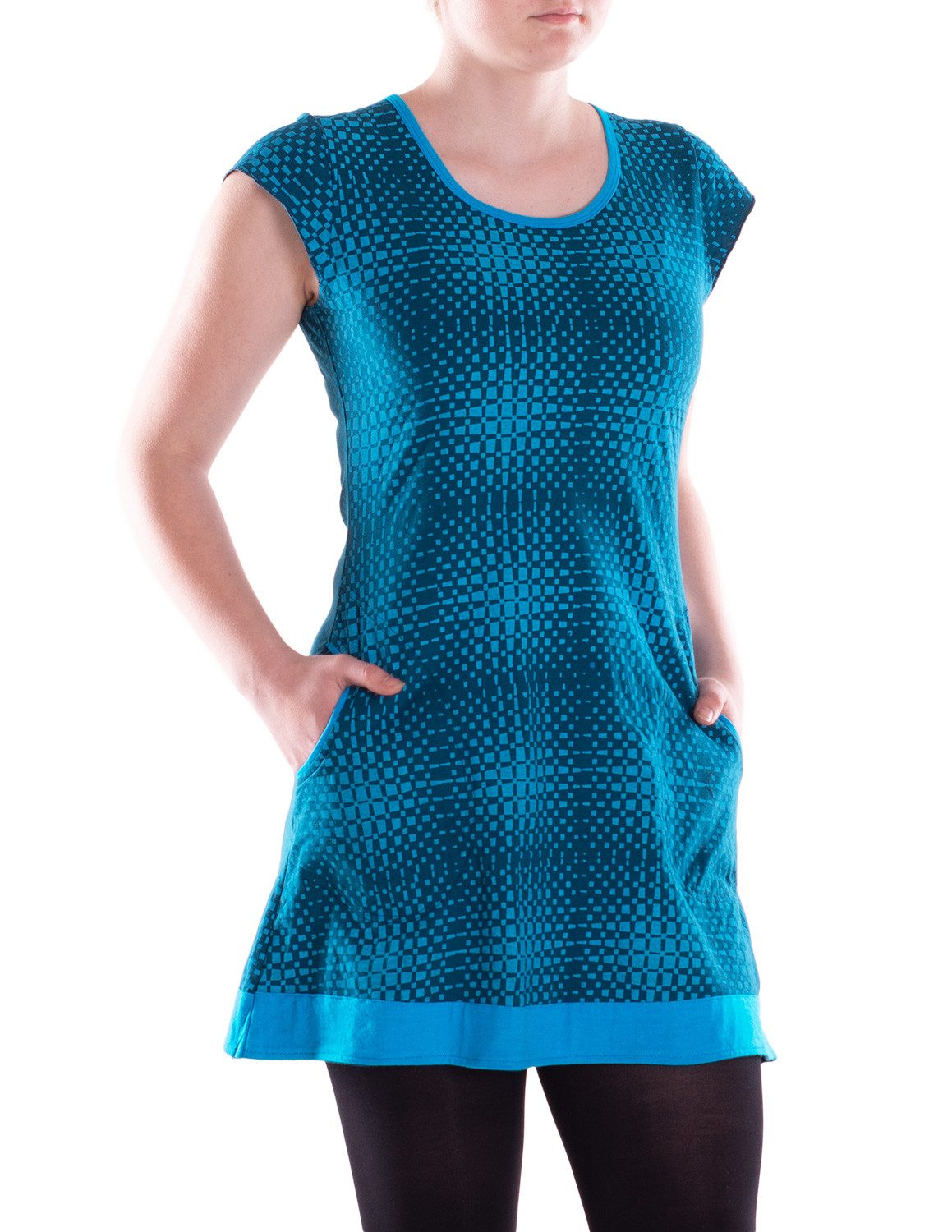 Sommerkleid Damen Mini-Kleid Baumwolle Casual A-Linie mit Taschen