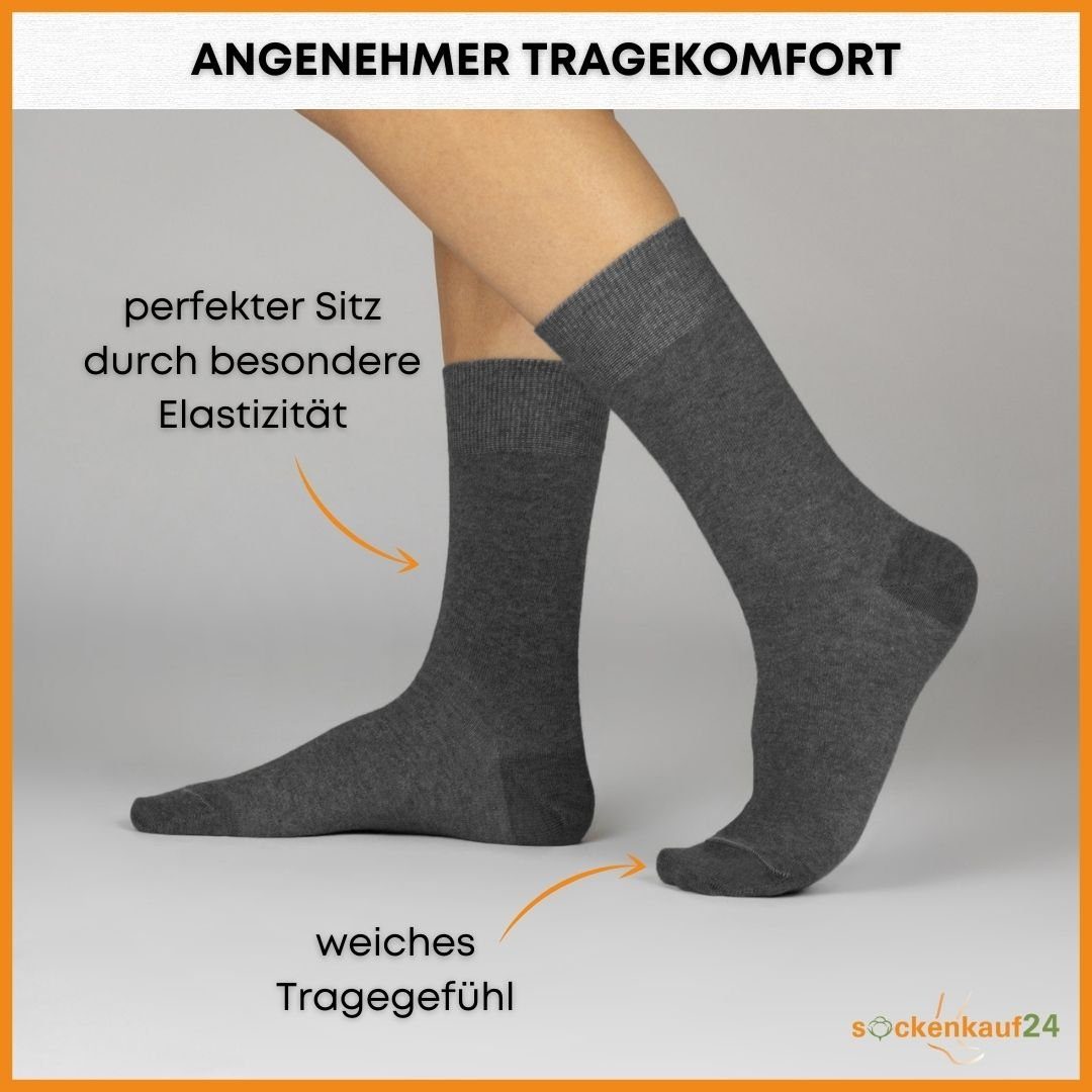sockenkauf24 Socken 10 Paar Socken (Schwarz/Anthra, 70201T 39-42) - Business Herren Socken Damen WP mit Komfortbund (Basicline) & Baumwolle