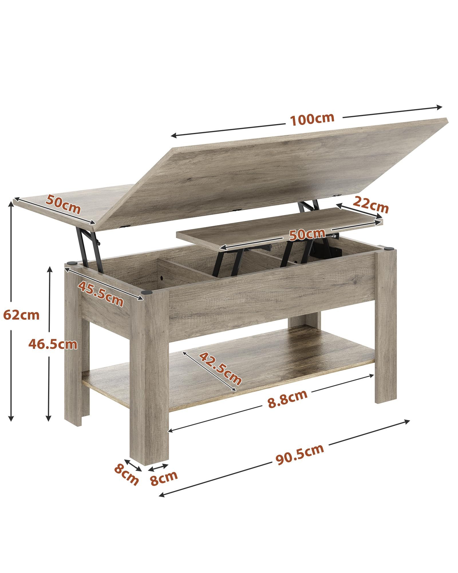 Aunfebrco Couchtisch 3-in-1-Multifunktionstisch mit Verstecktem Stauraum, günstig online kaufen