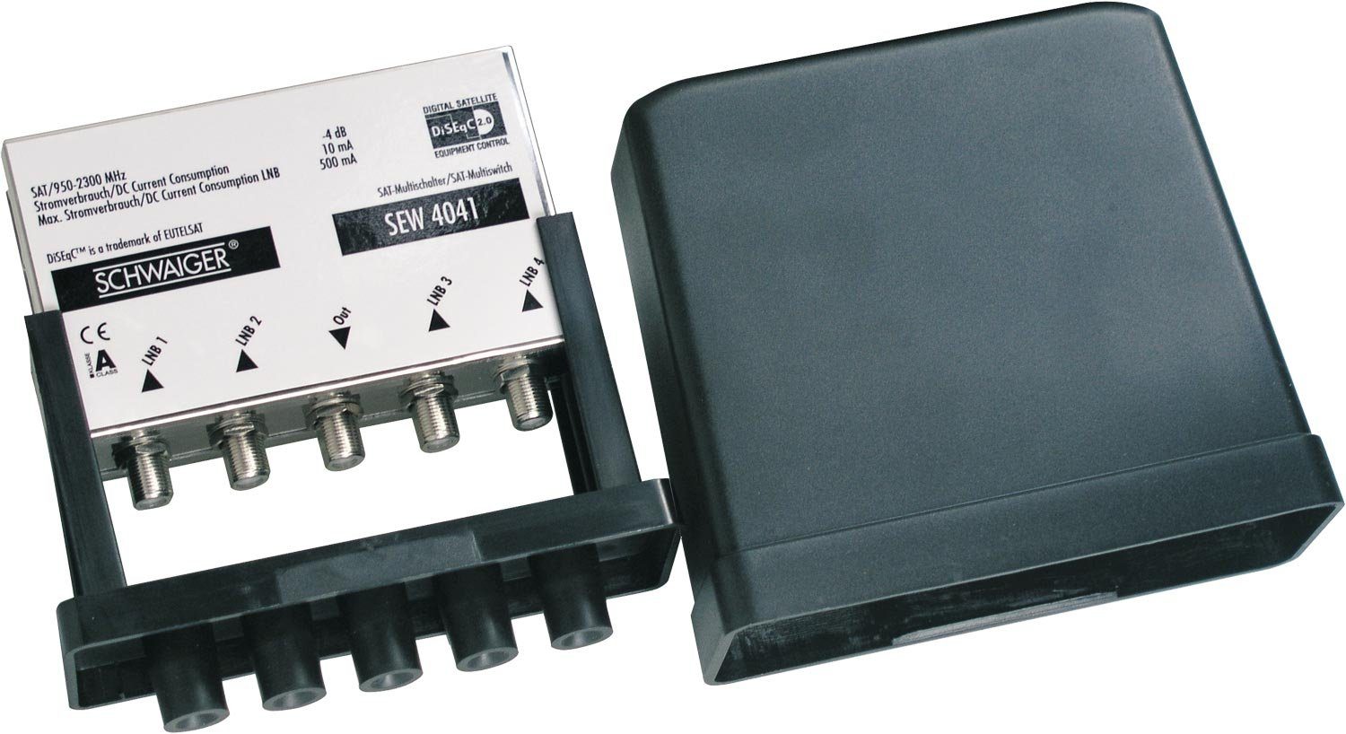 Schwaiger Дистрибьютор сат SEW4041 211 (verteilt 4 Universal Single LNBs auf 1 Teilnehmer), Wetterschutzgehäuse für Außenmontage