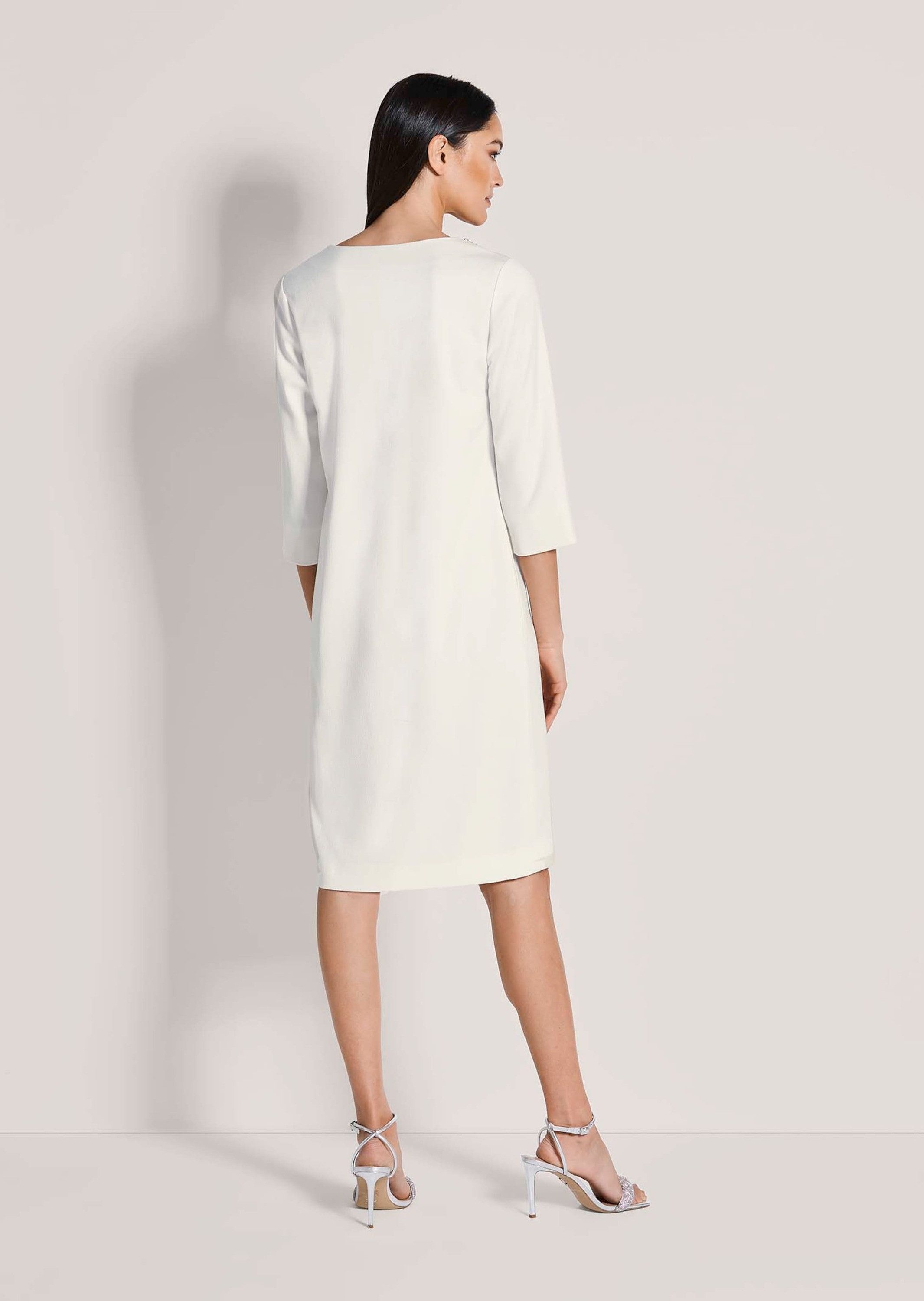 MADELEINE Etuikleid Businesskleid mit Strass-Details Sommerkleid mit V-Ausschnitt, 3/4-Arm und Knielänge