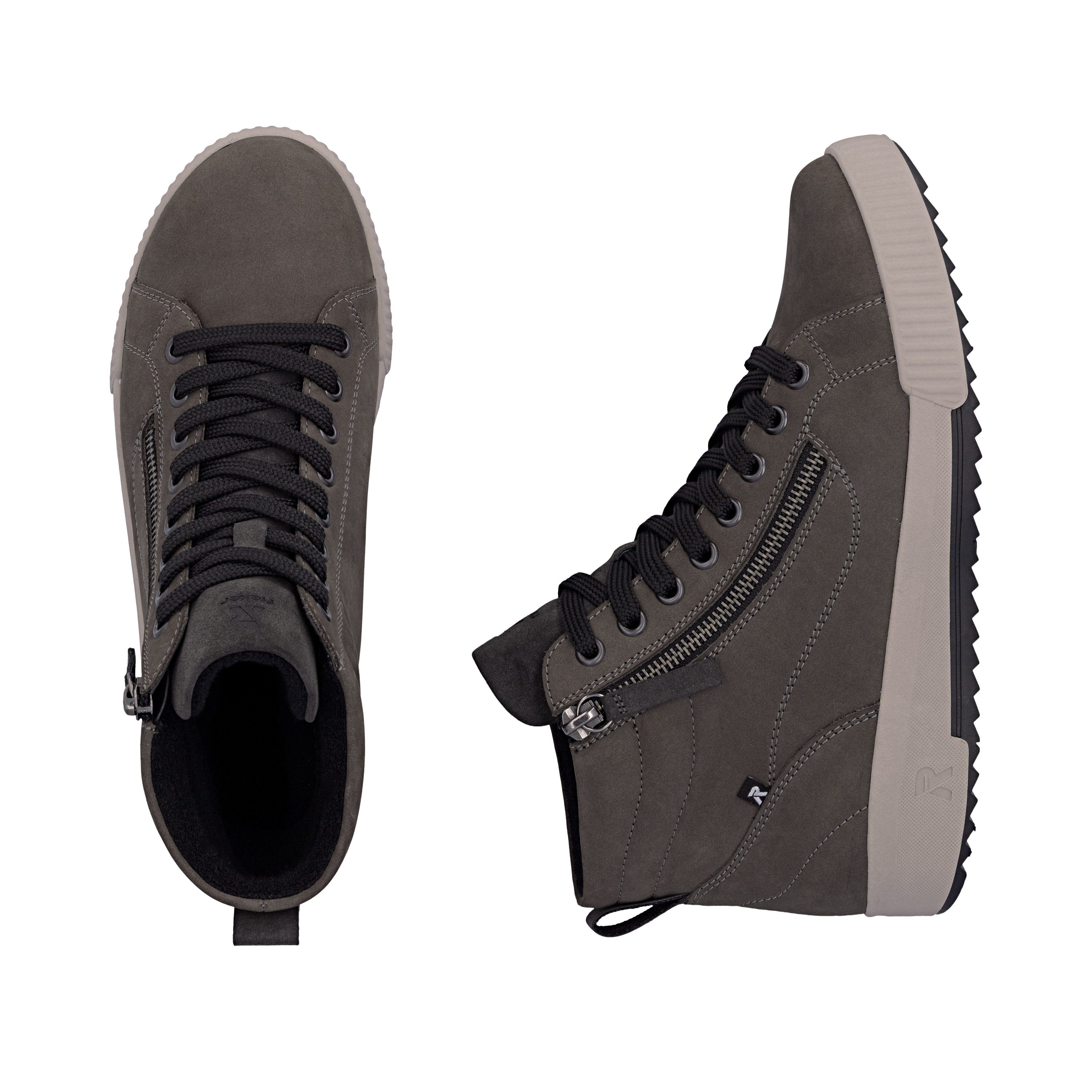 Rieker Sport Schnürboots Stiefelette, High Top Sneaker, Freizeitboots mit Reißverschluss