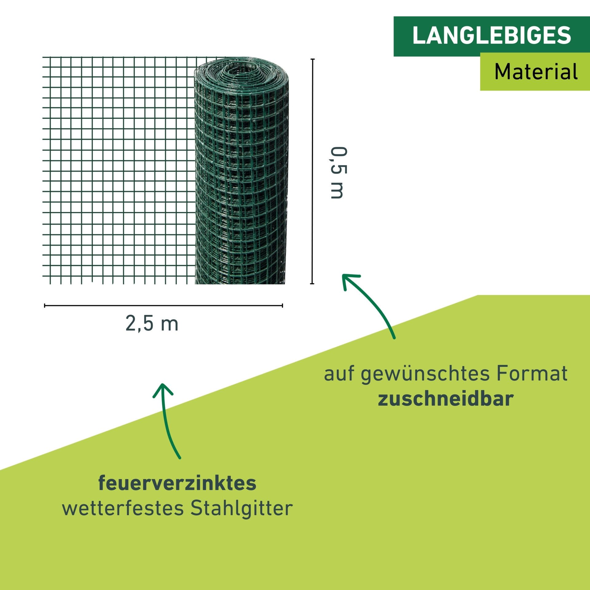 Windhager Voliere für Tiere und Garten, Drahgitter für den Außenbereich, Stahlgitter erhältlich in unterschiedlichen Größen, grün