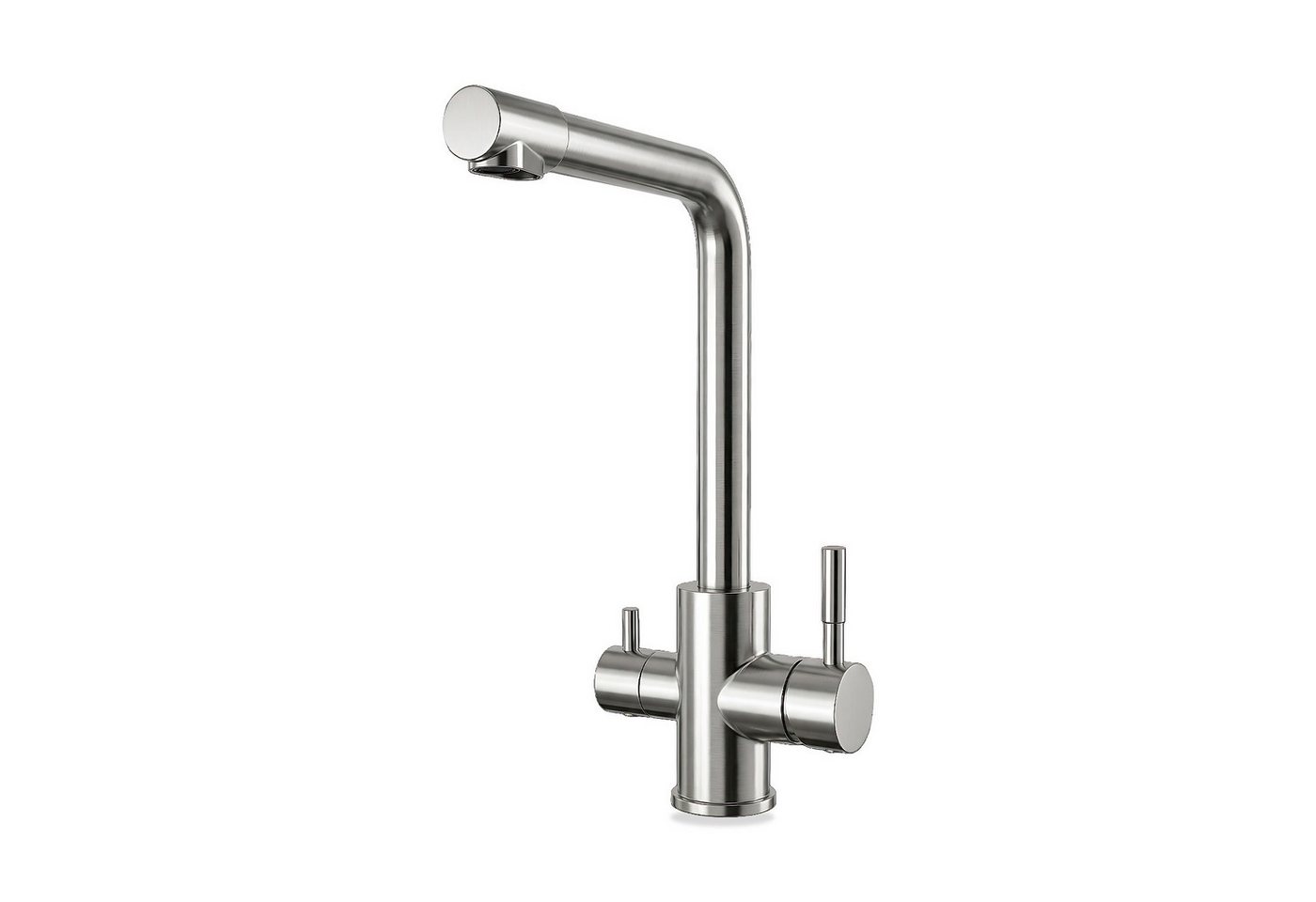 BEM Küchenarmatur 3-Wege-Wasserhahn aus Edelstahl 18/10 (1-St., getrennte Ausläufe keine Vermischung von Leitungs- und Filterwasser) 3 Funktionen in einem