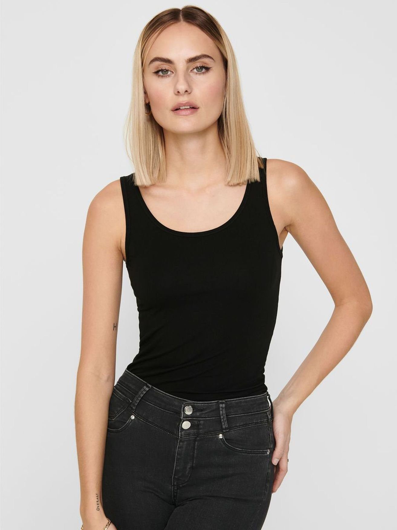ONLY Shirttop Long Tank 2-er Stück Pack Basic Set ONLLIVE für Damen (2-tlg) ONLLIVE LOVE S/L LONG TANK TOP NOOS