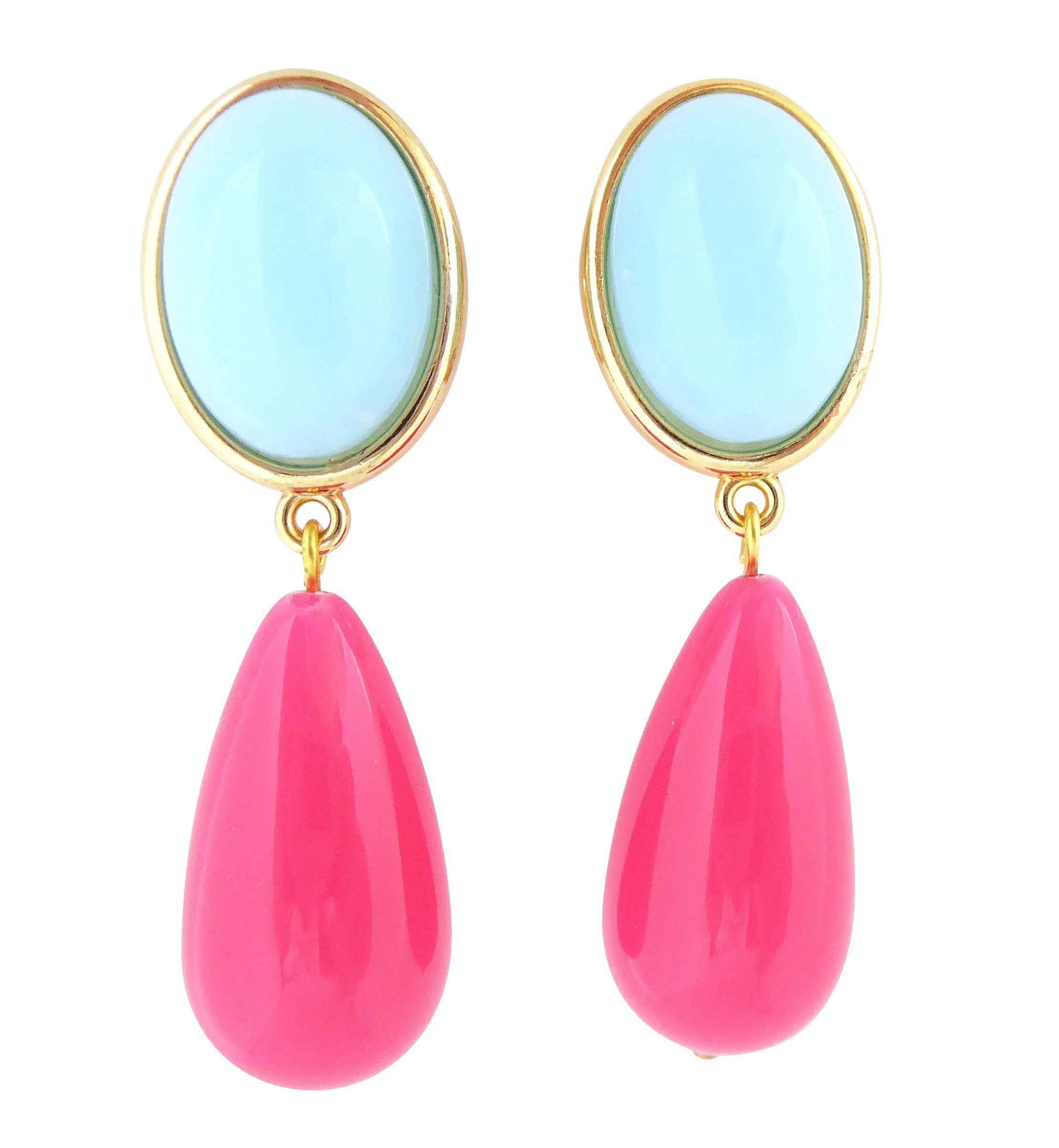 Paar Ohrstecker Viola hellblau-pink bunt Hingucker Statement Fest