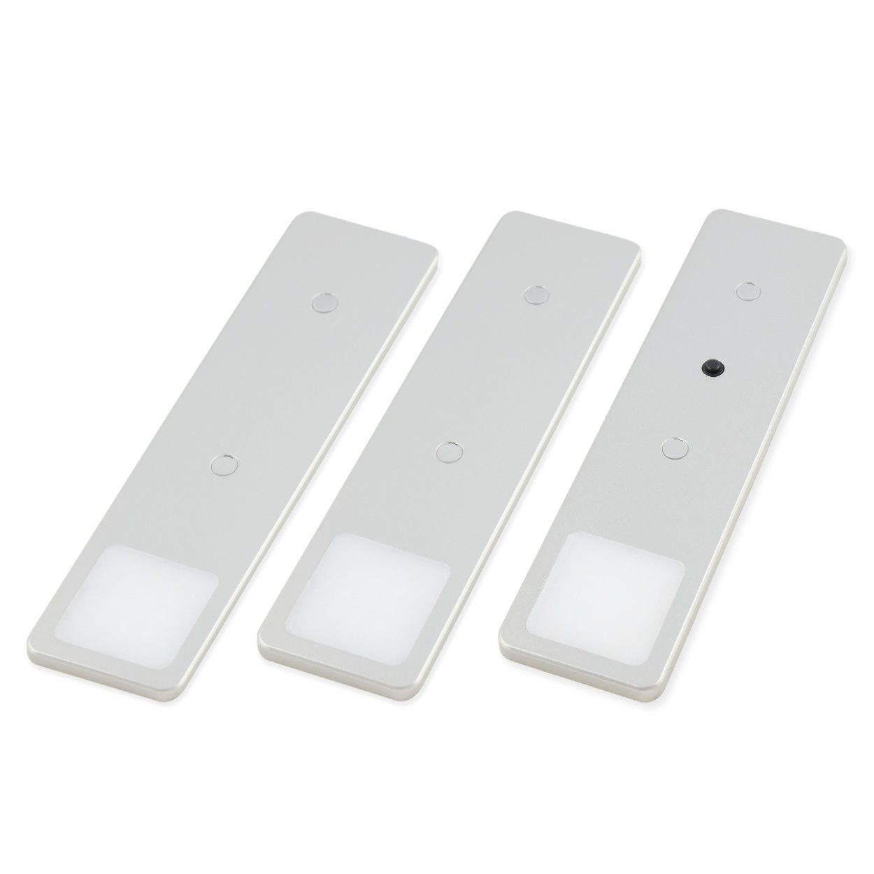 kalb LED Unterbauleuchte LED Unterbauleuchte Solid2, SET silbergrau, mech. Schalter, 3W, 3er Set warmweiß, warmweiß/neutralweiß
