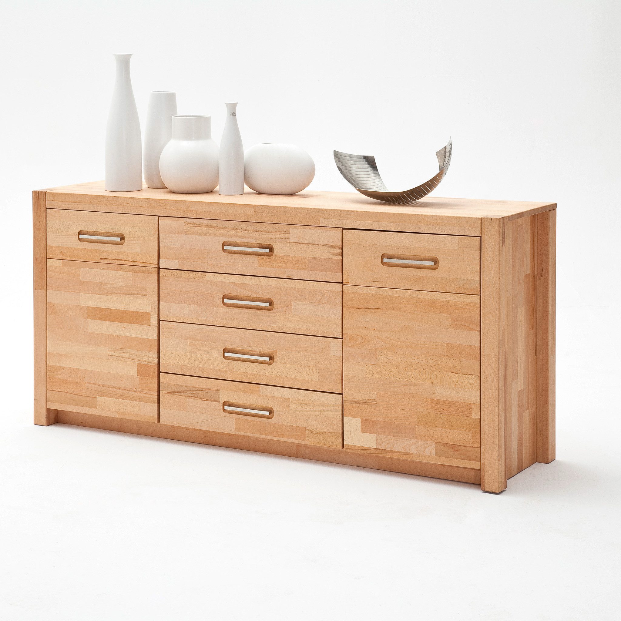 MCA furniture Sideboard Sideboard Fenja Kernbuche Keilverzinkt massiv geölt 163x78x40 cm