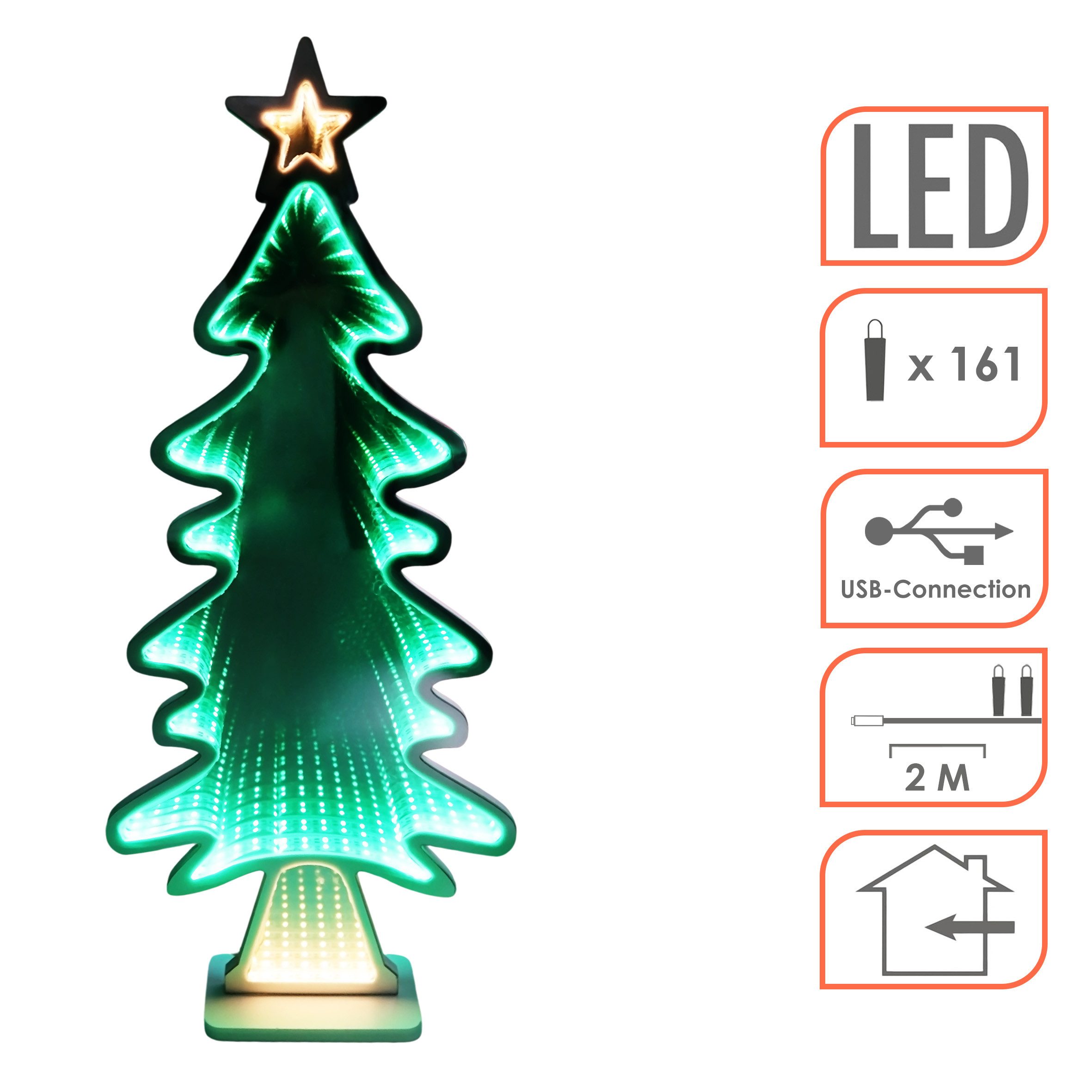 Spetebo LED-Dekofigur 3D Aufsteller mit Infinity Effekt Beleuchtung (Anzahl, 1 St., Stück), mit USB-Anschluss
