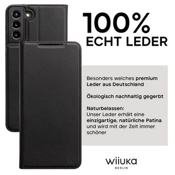 wiiuka Handyhülle suiit Hülle für Samsung Galaxy S21 Plus, Klapphülle Handgefertigt - Deutsches Leder, Premium Case