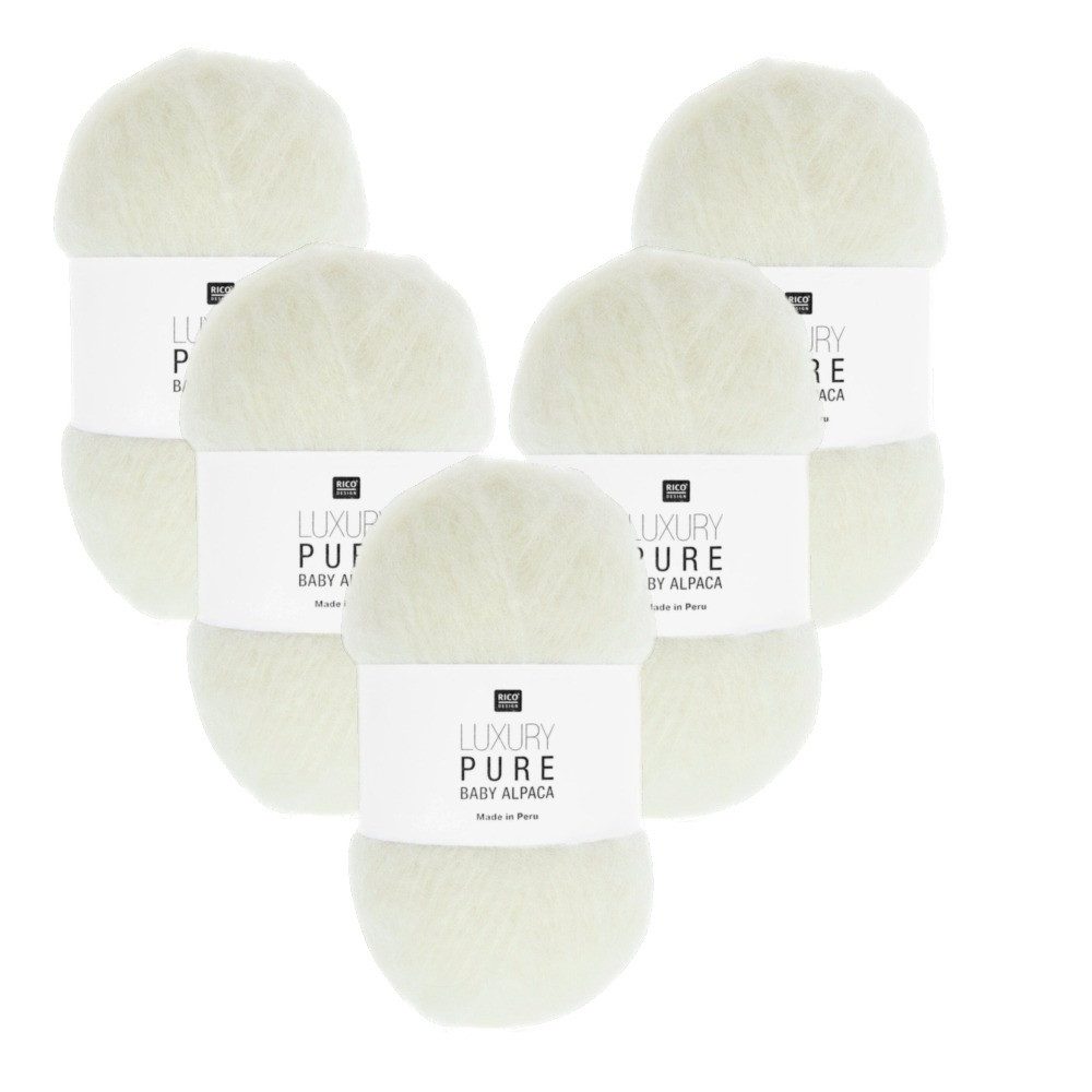 Rico Design 5 x RICO LUXURY PURE BABY ALPACA Häkelwolle, 300 m