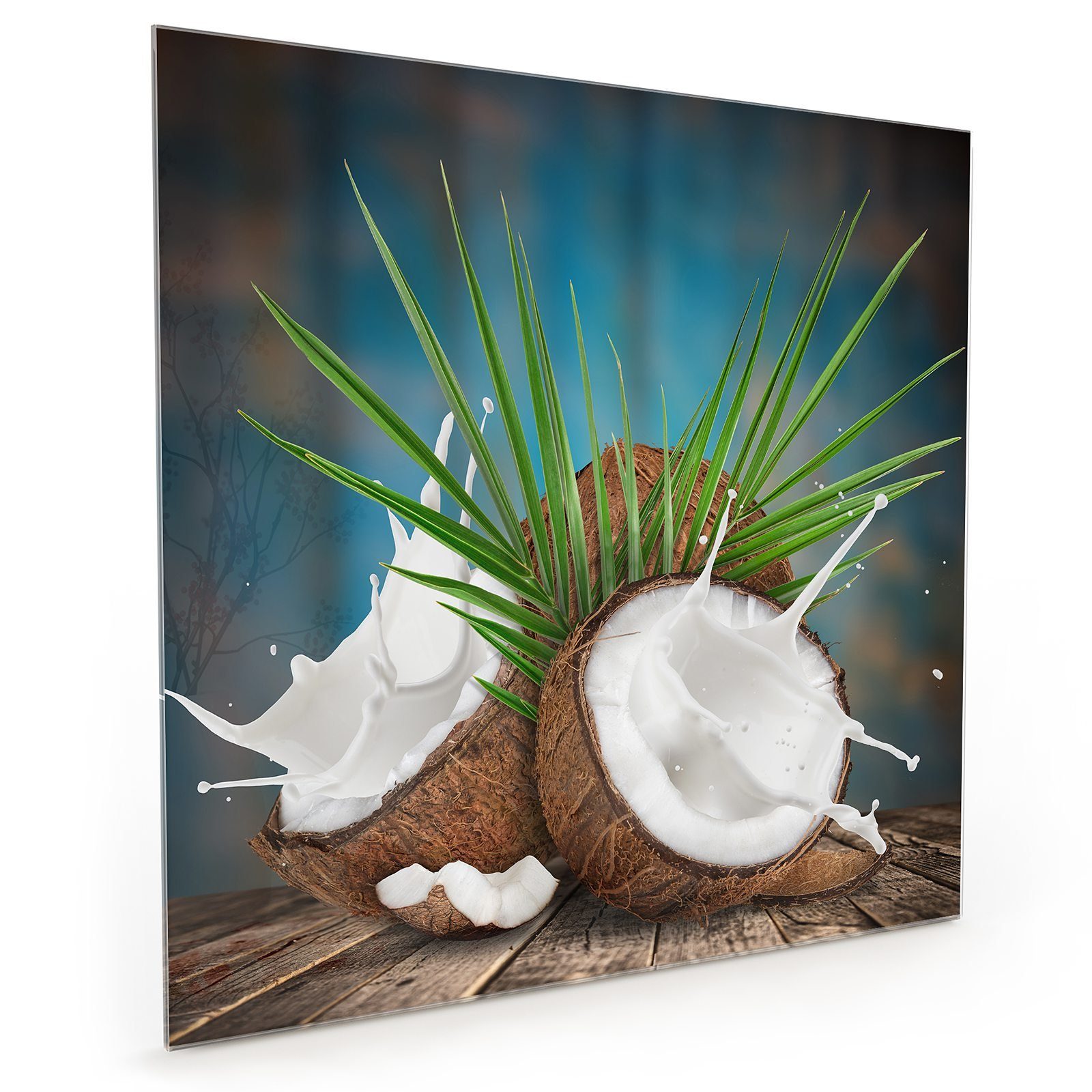 Primedeco Küchenrückwand Küchenrückwand Spritzschutz Glas mit Motiv Nahaufnahme einer Kokosnuss
