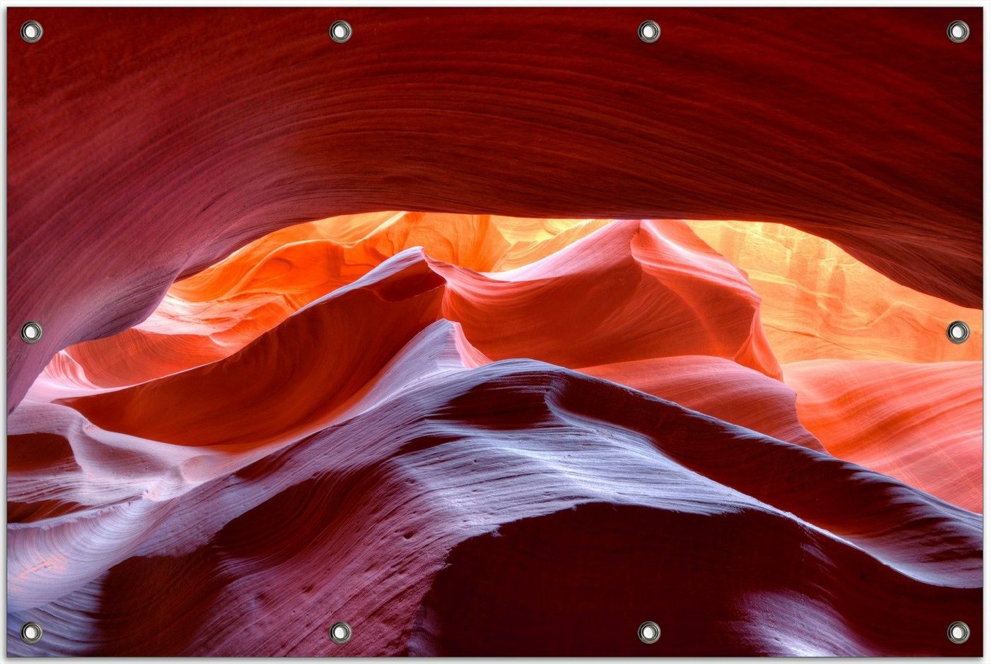 Thumbnail - Wallario Sichtschutzzaunmatten Antelop Canyon USA Kalksandsteingebirge in leuchtenden Farben, rund