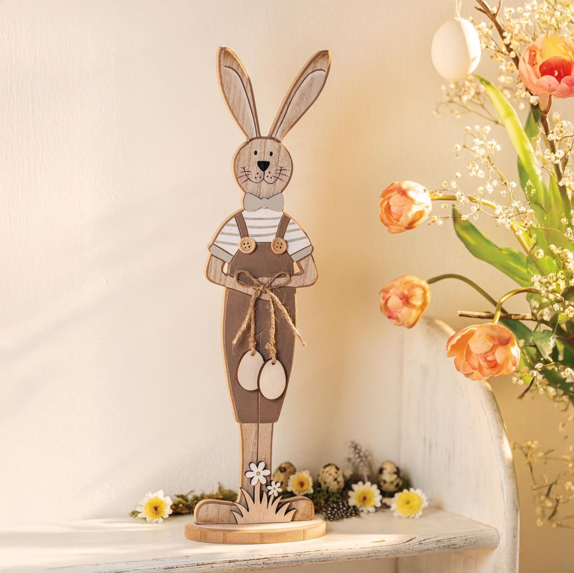 Home-trends24.de Osterhase Hase Osterhase Ostereier Aufsteller Fenster Schrank Ostern Deko 43 cm