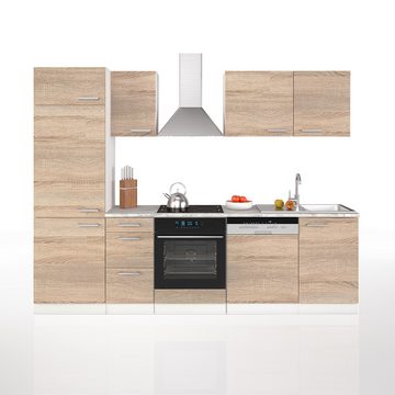 Vicco Küchenzeile Optima, Sonoma/Weiß, 270 cm ohne Arbeitsplatte