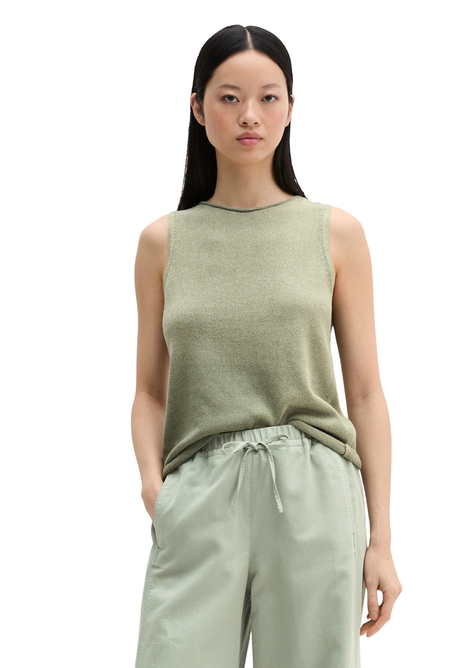 Marc O'Polo Kurzarmpullover aus Organic Cotton-Leinen-Mix günstig online kaufen